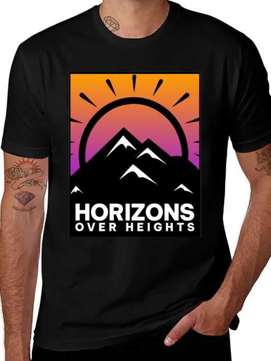 Horizons Over Heights Graphic Tee - Mountain Sunrise Design