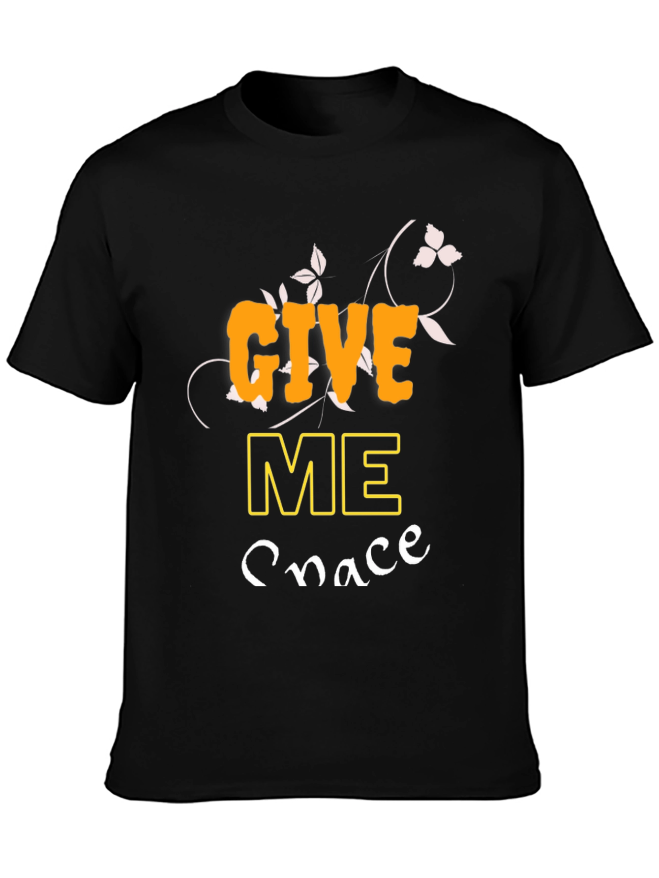 Give Me Space Graphic Print Black T-Shirt