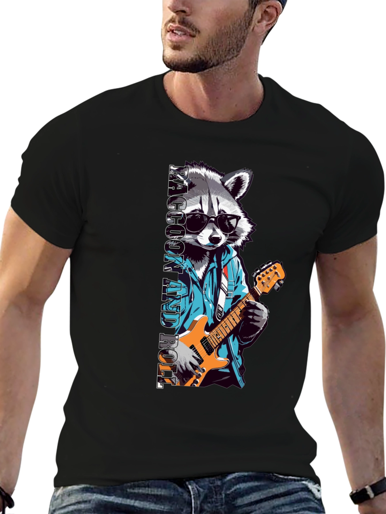 Cool Raccoon Rock and Roll T-Shirt