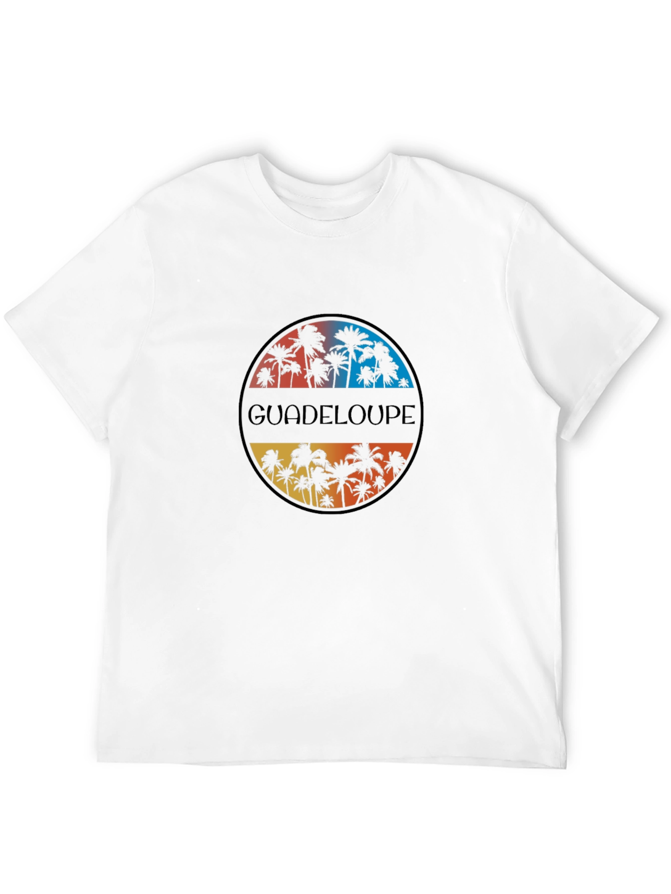 Guadeloupe Palm Tree Graphic Black T-Shirt