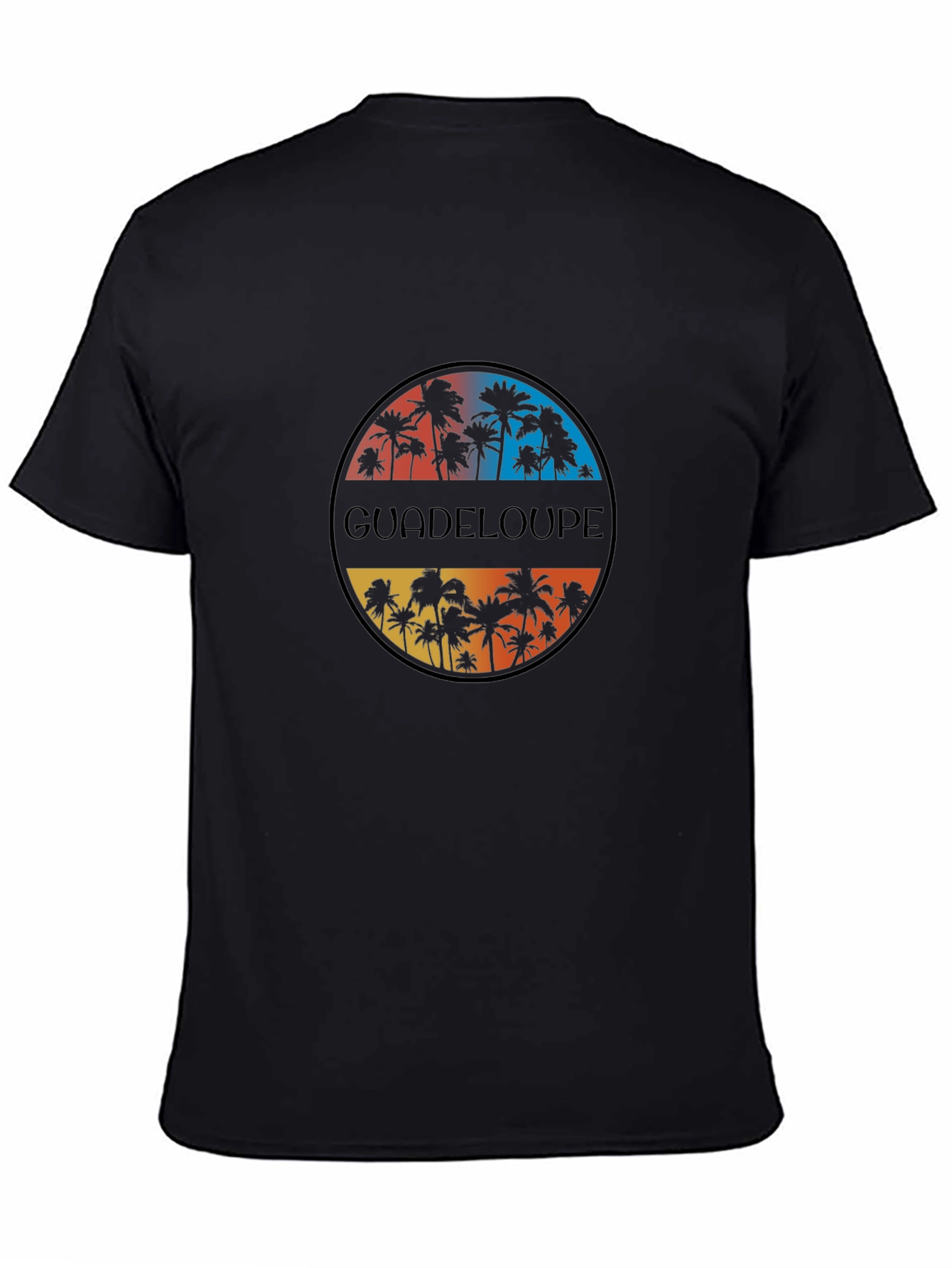 Guadeloupe Palm Tree Graphic Black T-Shirt