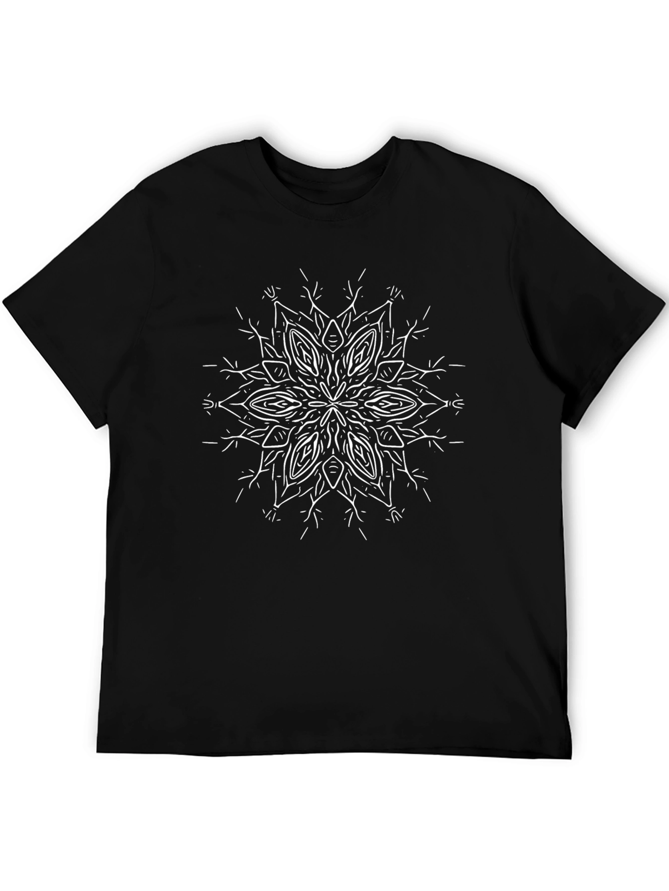Black Graphic Tee - White Mandala Design