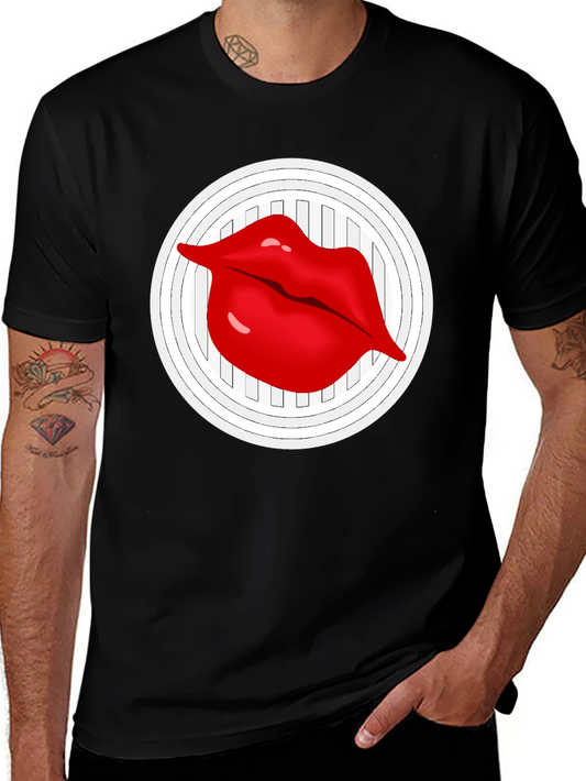 Lip Graphic Black Crew Neck T-Shirt