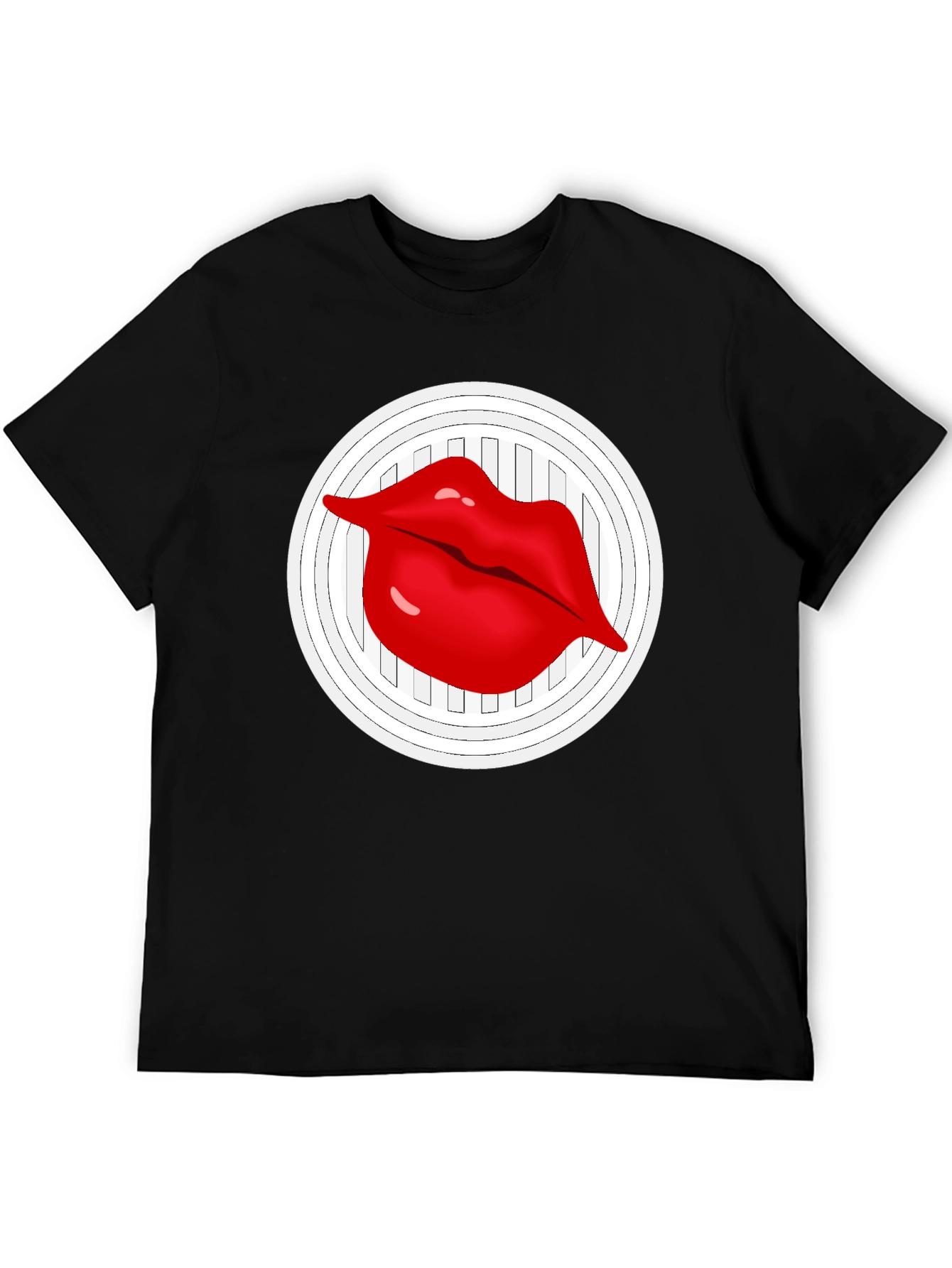 Lip Graphic Black Crew Neck T-Shirt