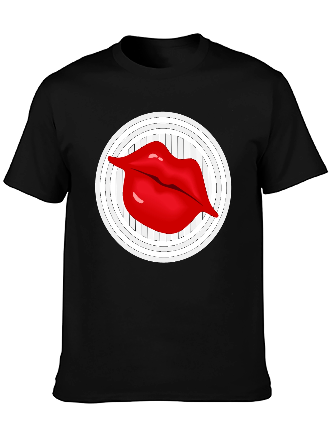 Lip Graphic Black Crew Neck T-Shirt