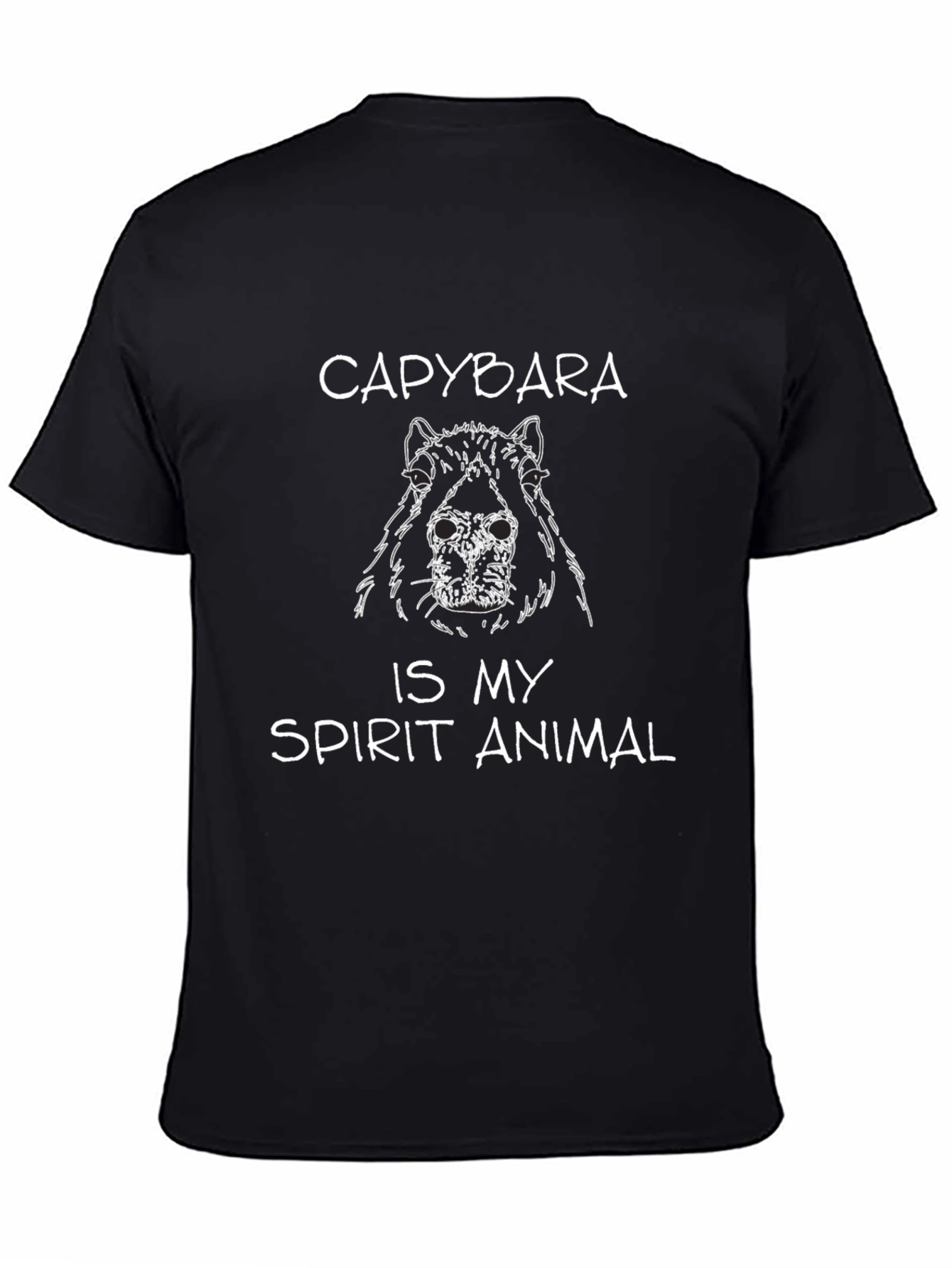 Capybara Spirit Animal Graphic Tee - Black Cotton T-Shirt