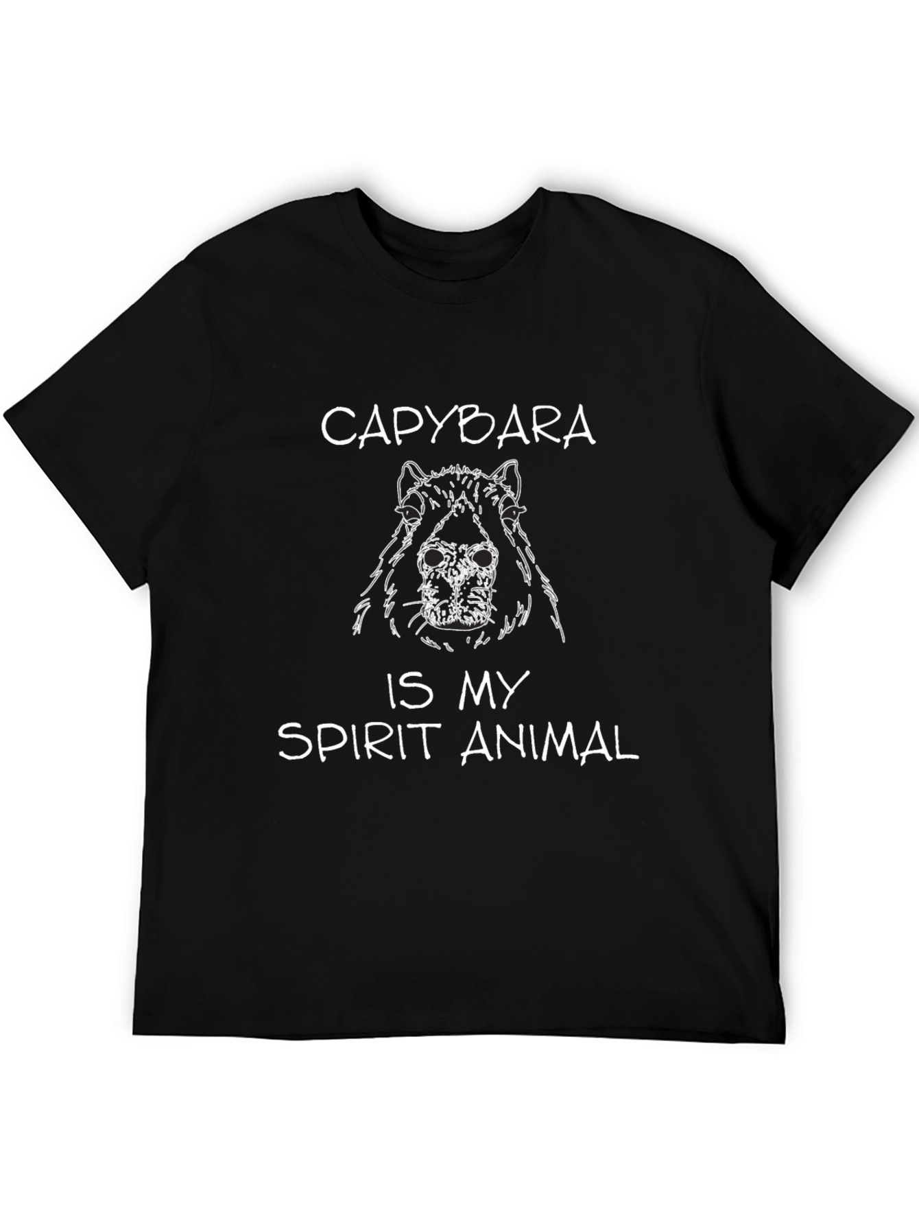 Capybara Spirit Animal Graphic Tee - Black Cotton T-Shirt