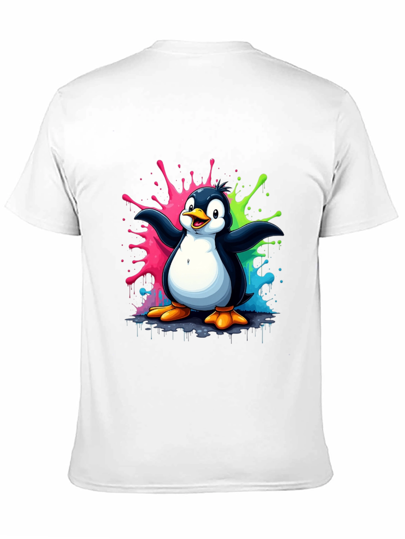 Penguin Splash Graphic T-Shirt - Mens Black Tee