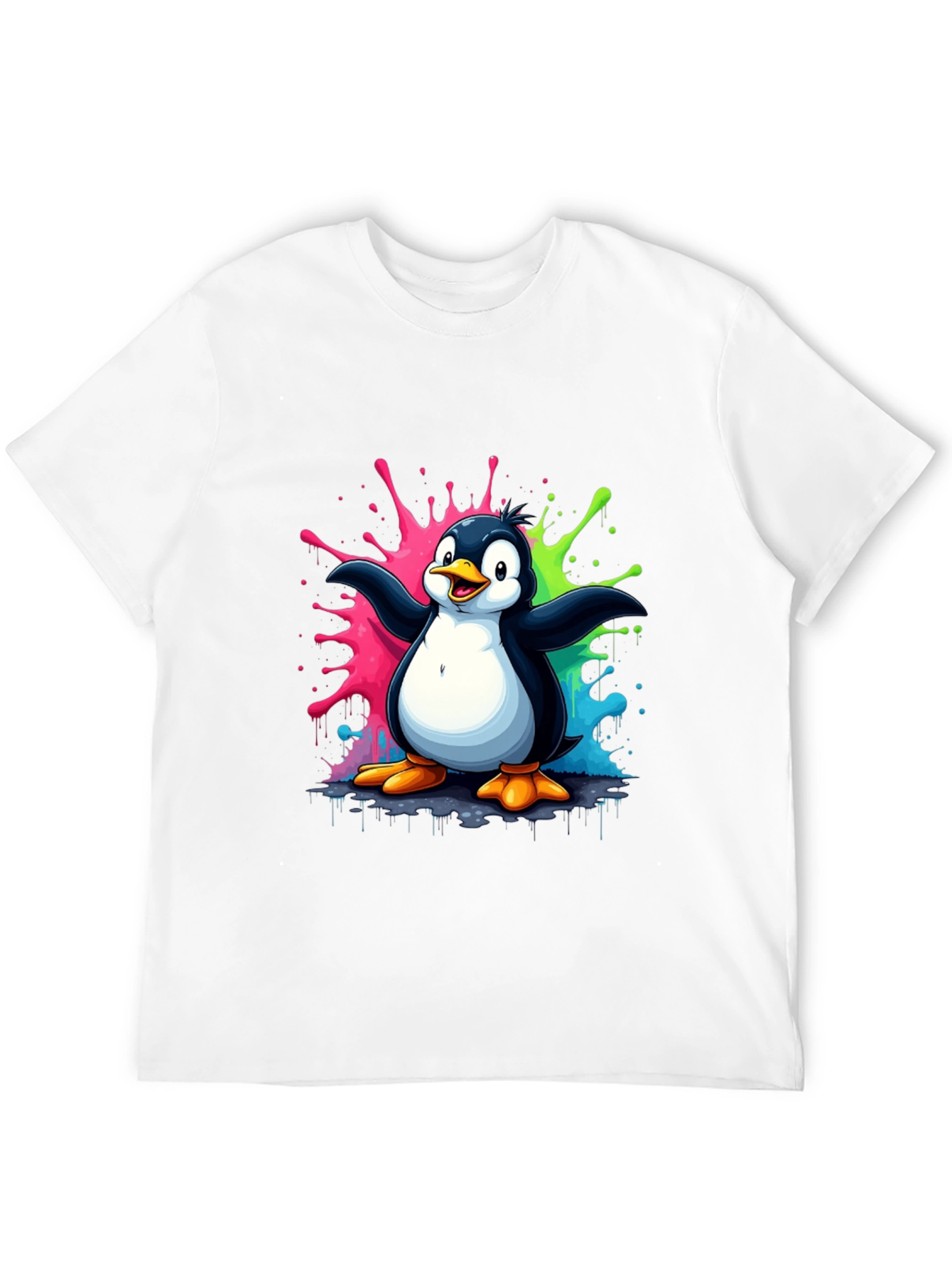 Penguin Splash Graphic T-Shirt - Mens Black Tee