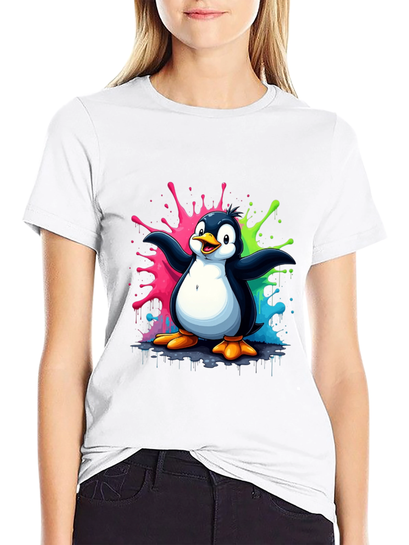 Penguin Splash Graphic T-Shirt - Mens Black Tee