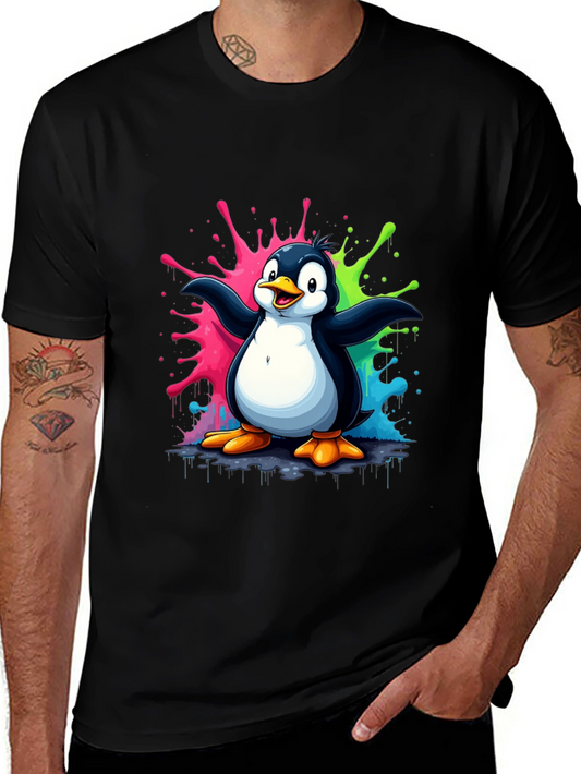 Penguin Splash Graphic T-Shirt - Mens Black Tee