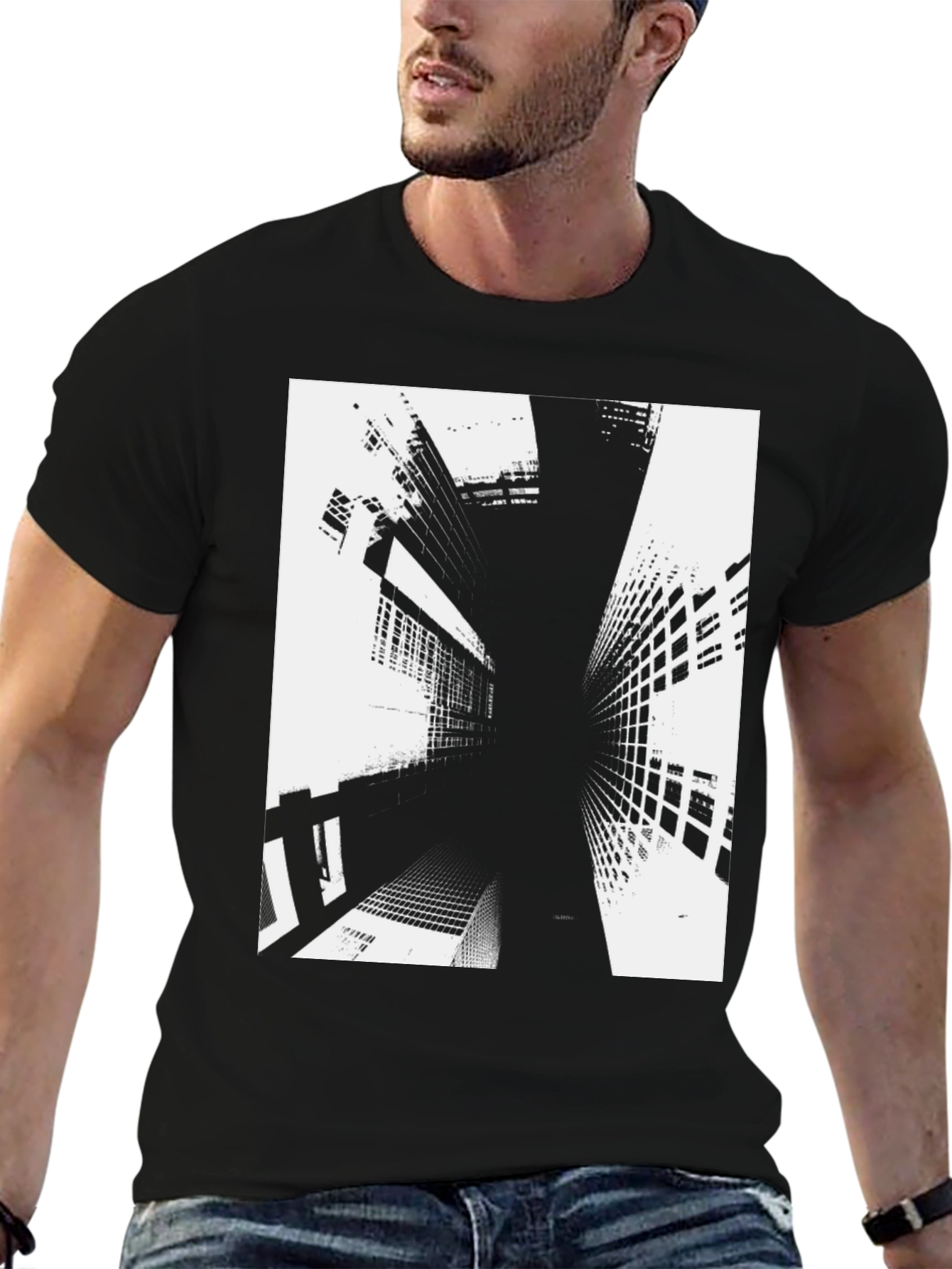 Abstract Building Black T-Shirt