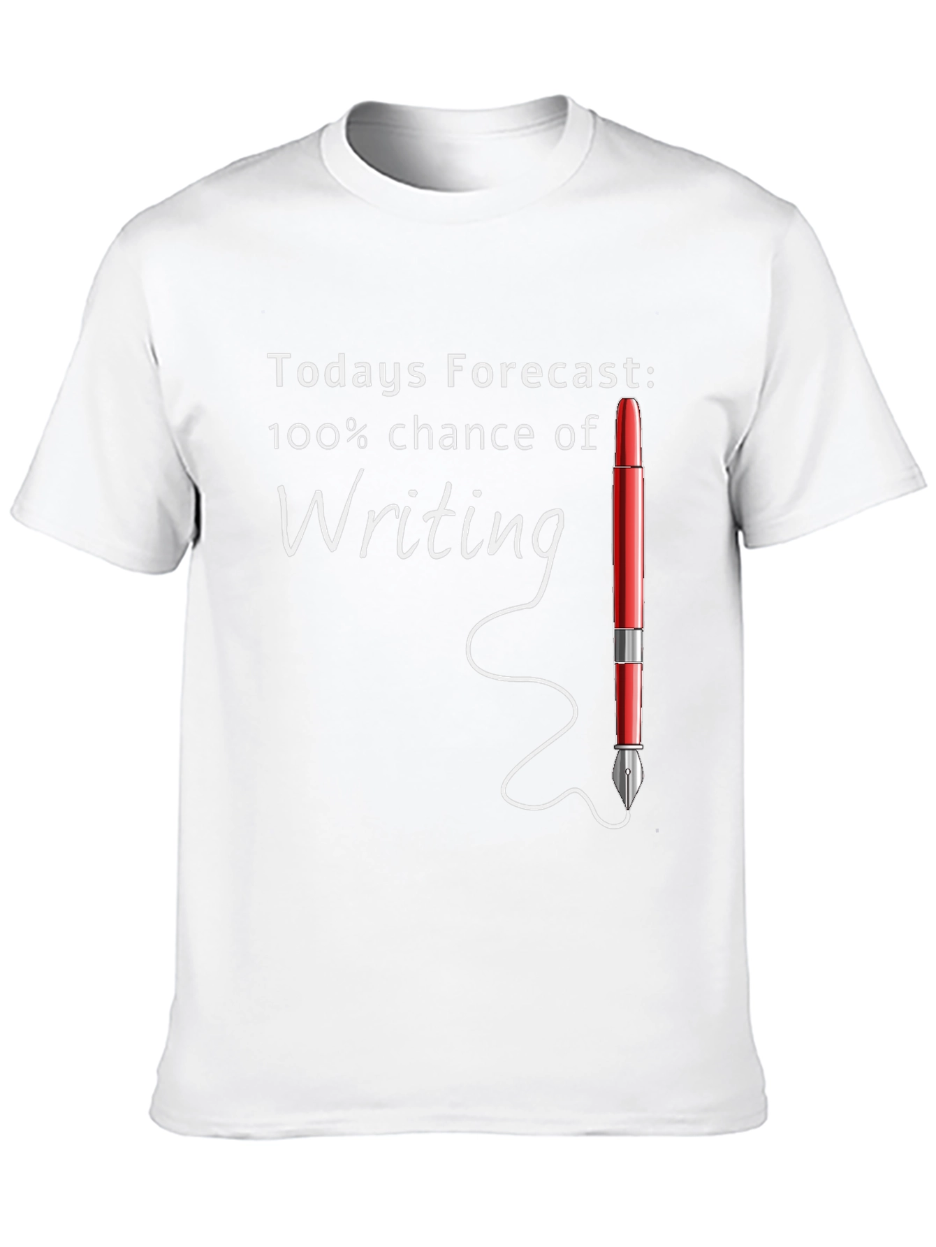 Writers Forecast T-Shirt | 100% Chance of Writing Tee | Funny Writer Graphic Shirt | Gift for Writers | Free Shipping $50+