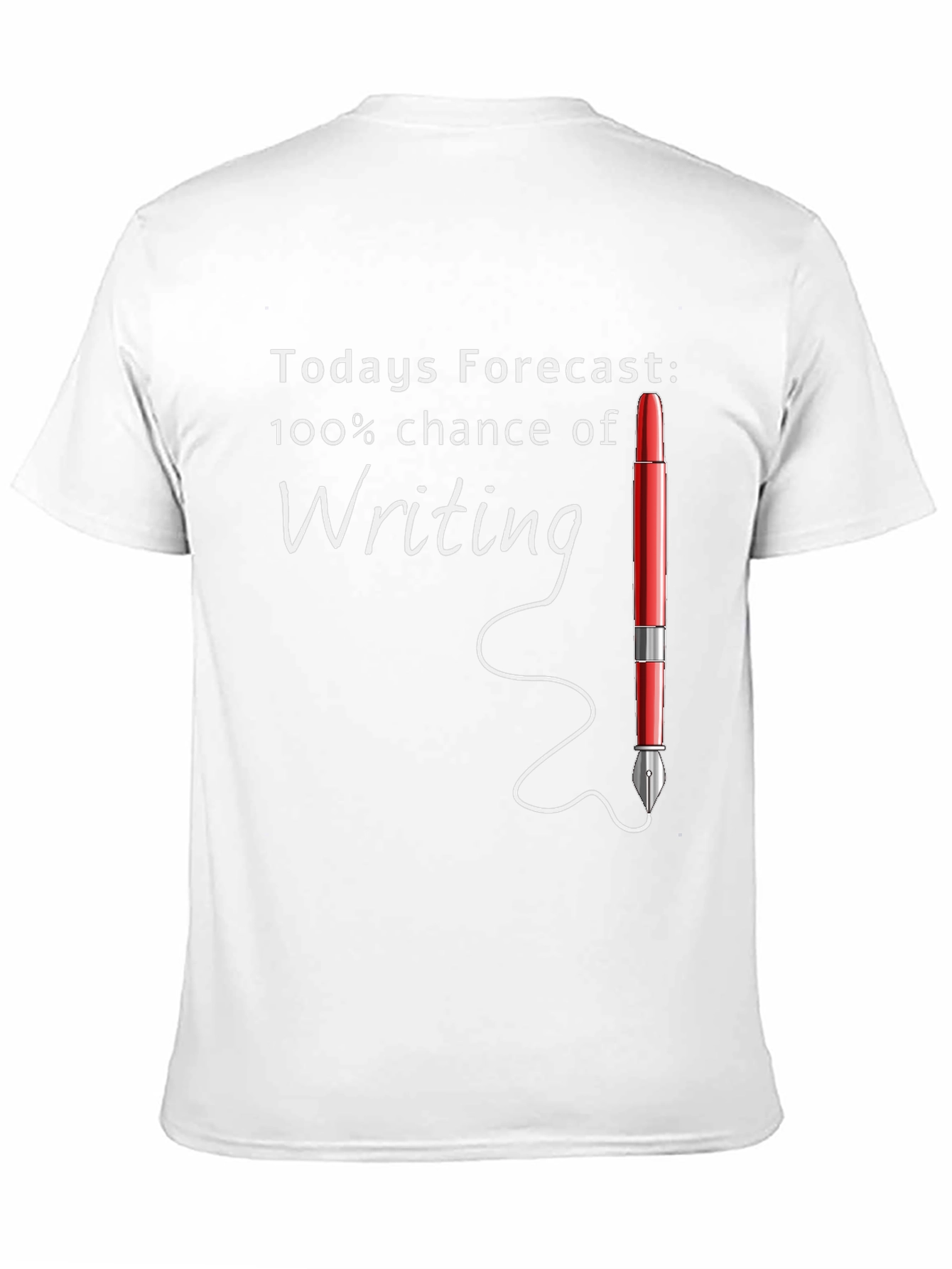 Writers Forecast T-Shirt | 100% Chance of Writing Tee | Funny Writer Graphic Shirt | Gift for Writers | Free Shipping $50+