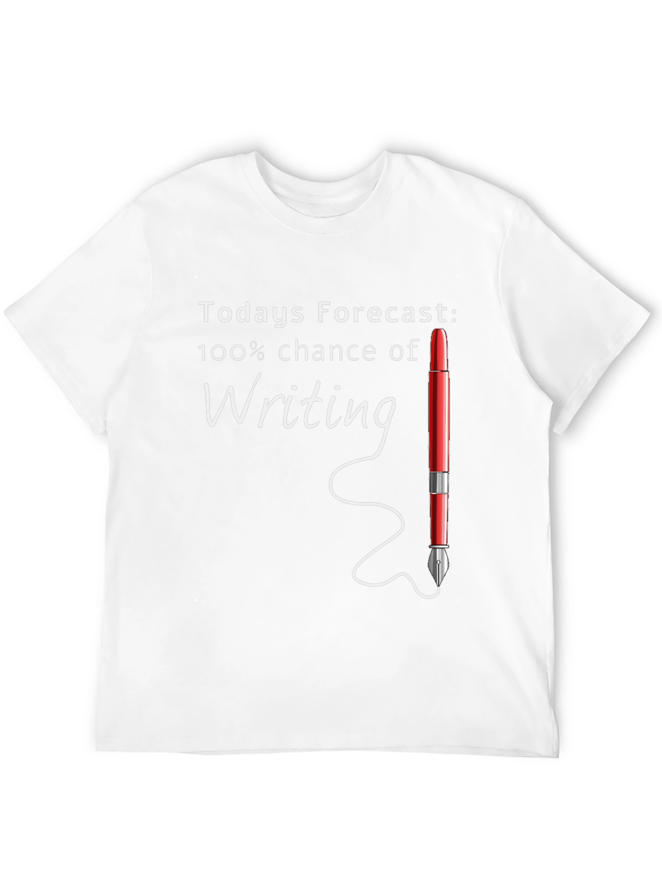 Writers Forecast T-Shirt | 100% Chance of Writing Tee | Funny Writer Graphic Shirt | Gift for Writers | Free Shipping $50+