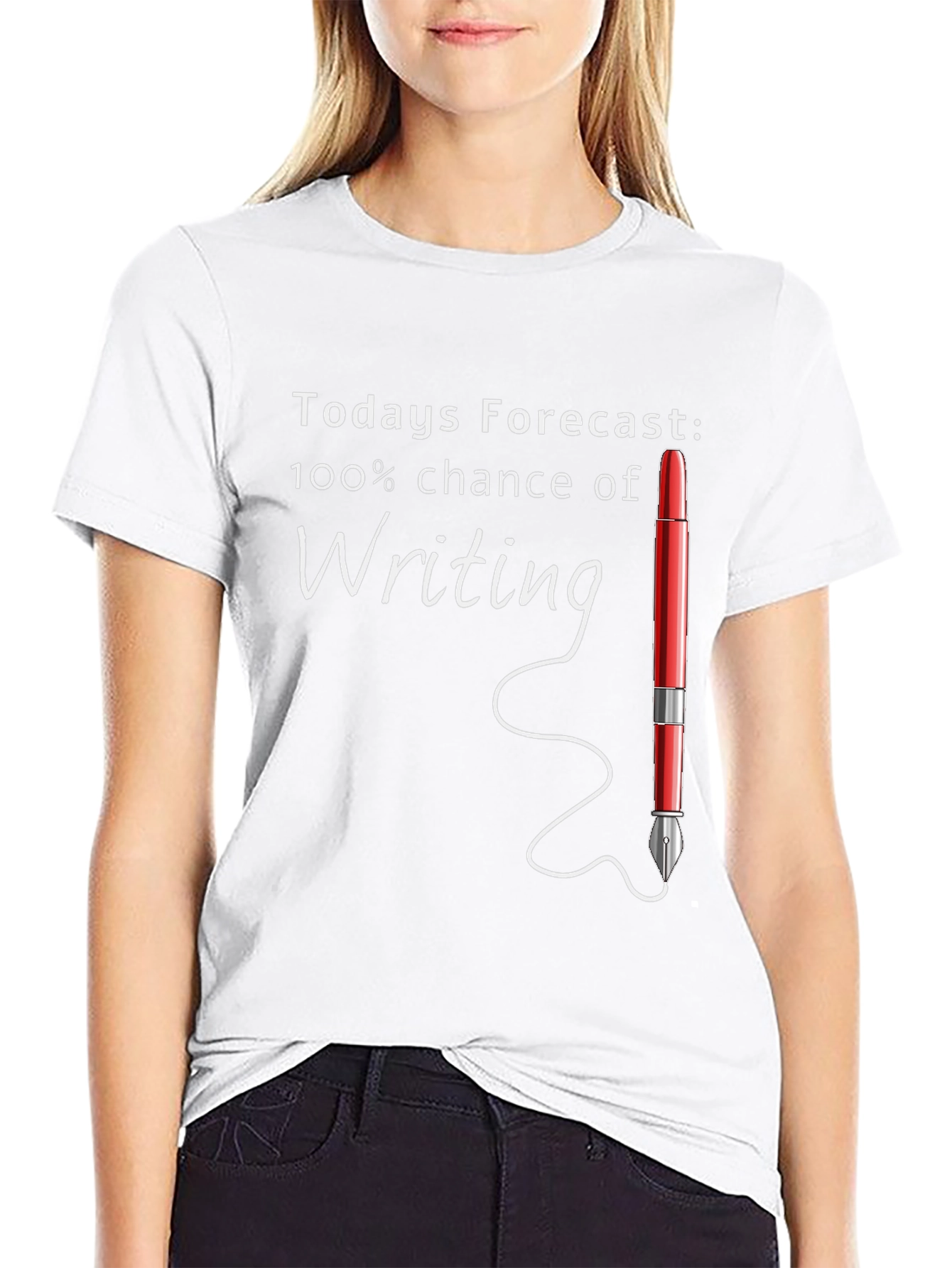 Writers Forecast T-Shirt | 100% Chance of Writing Tee | Funny Writer Graphic Shirt | Gift for Writers | Free Shipping $50+