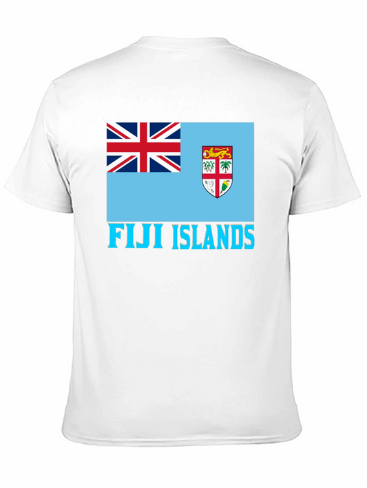 Fiji Islands Flag Graphic Tee - Black Cotton Blend
