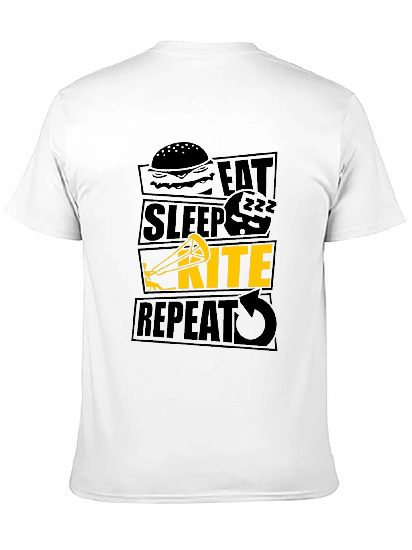 Eat Sleep Kite Repeat Black T-Shirt