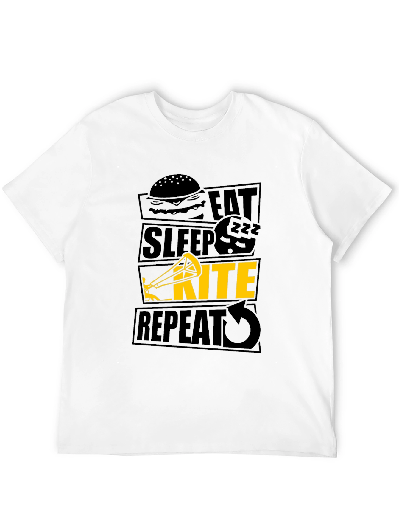 Eat Sleep Kite Repeat Black T-Shirt