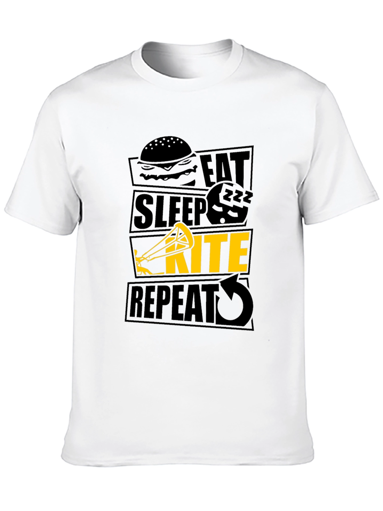 Eat Sleep Kite Repeat Black T-Shirt