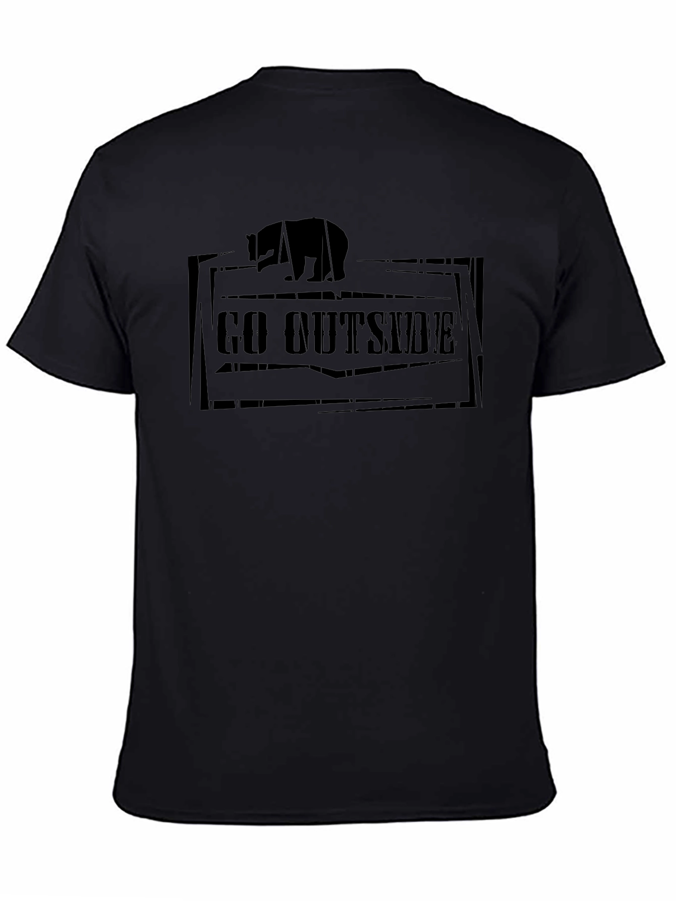 Go Outside Black Graphic T-Shirt - Bear Design