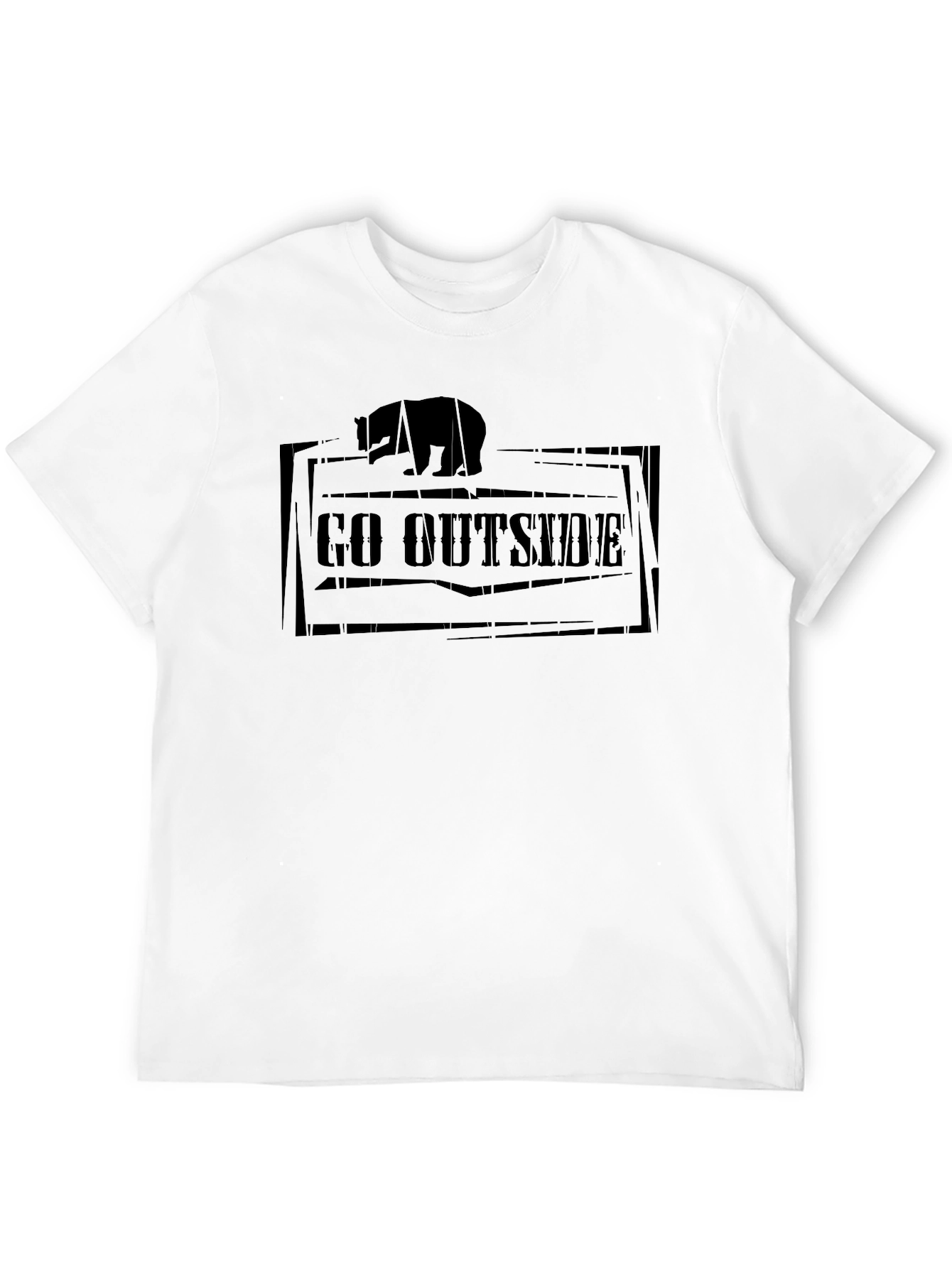 Go Outside Black Graphic T-Shirt - Bear Design