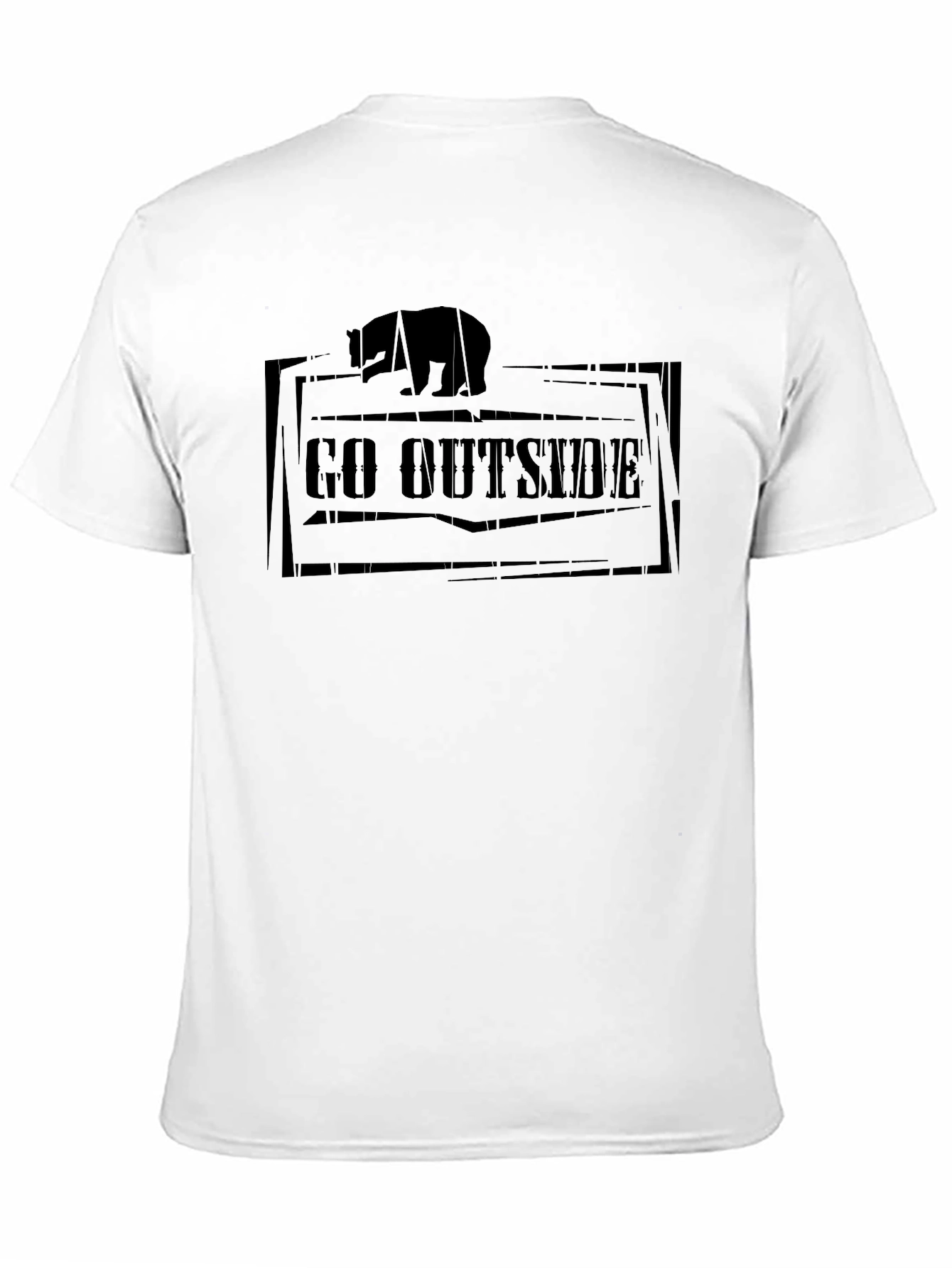 Go Outside Black Graphic T-Shirt - Bear Design