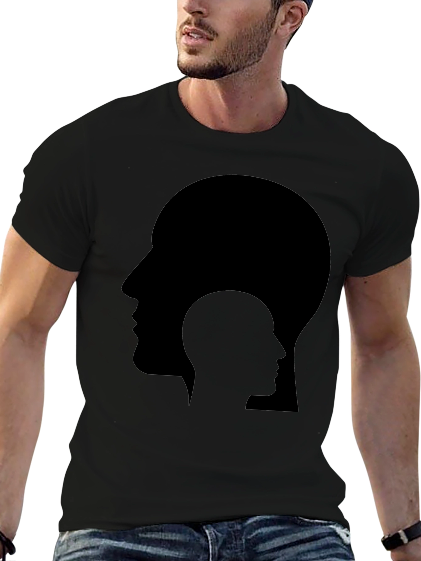 Abstract Head Silhouette Black T-Shirt