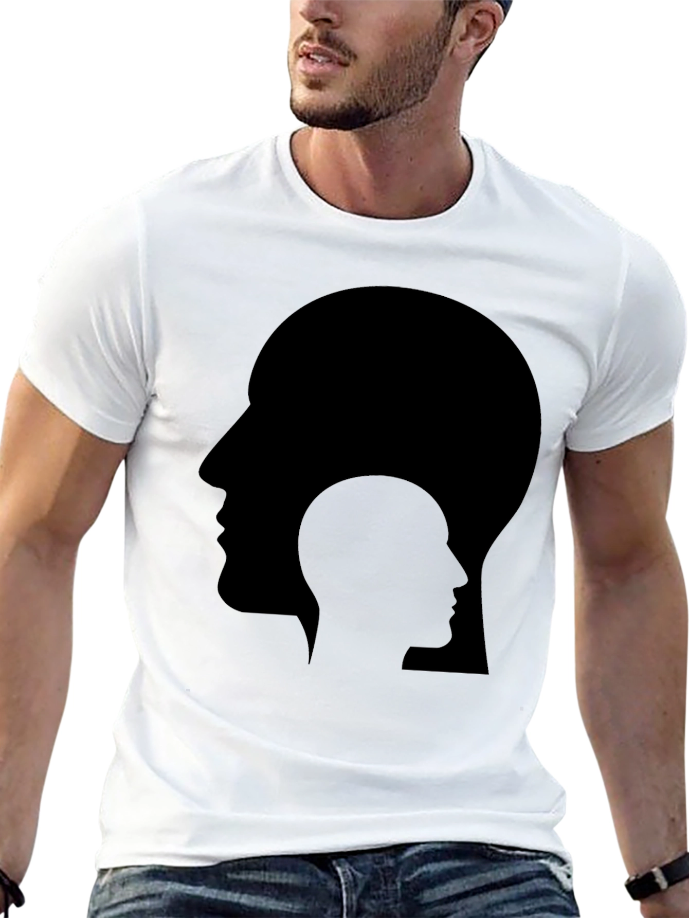 Abstract Head Silhouette Black T-Shirt