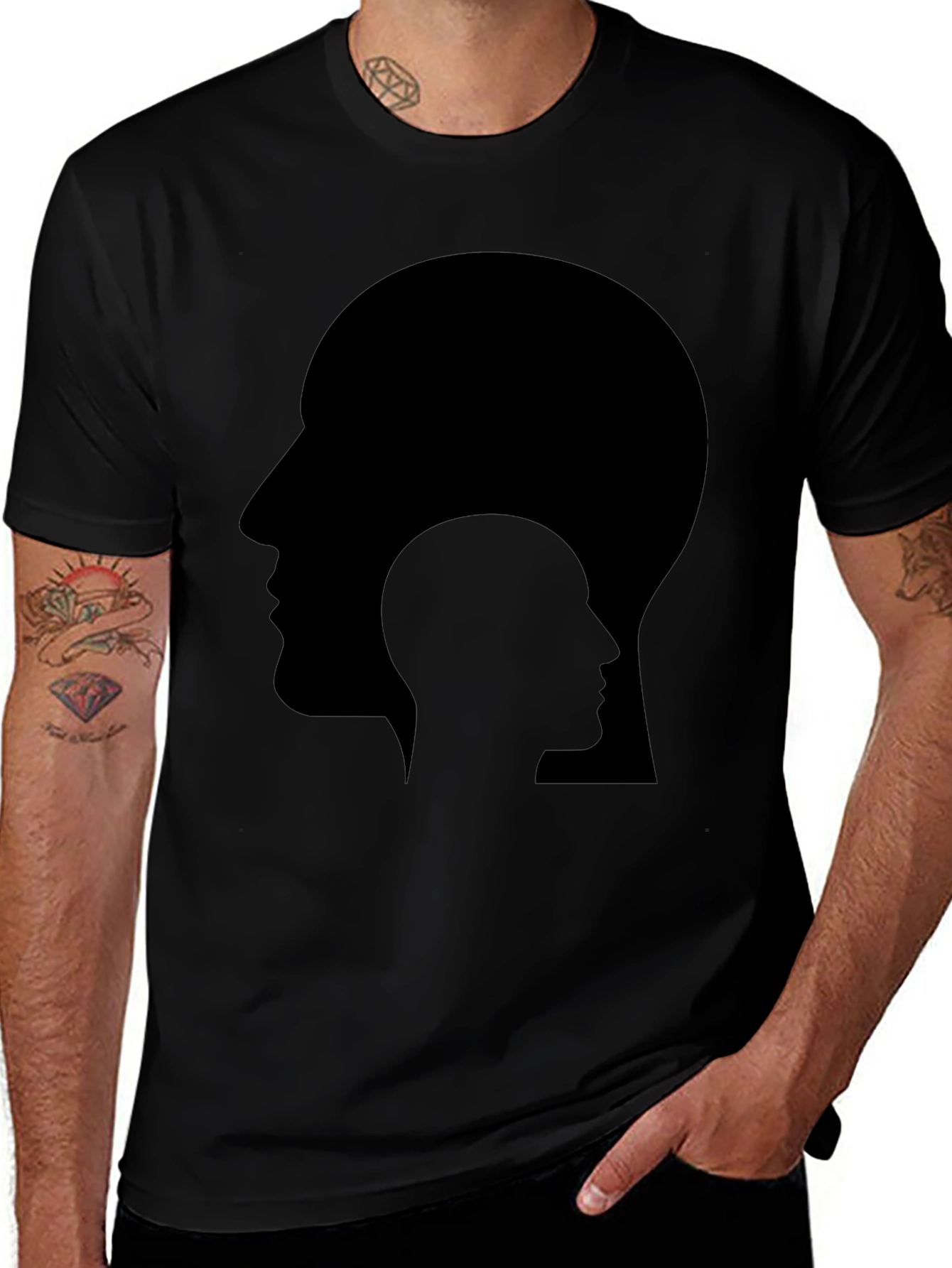 Abstract Head Silhouette Black T-Shirt