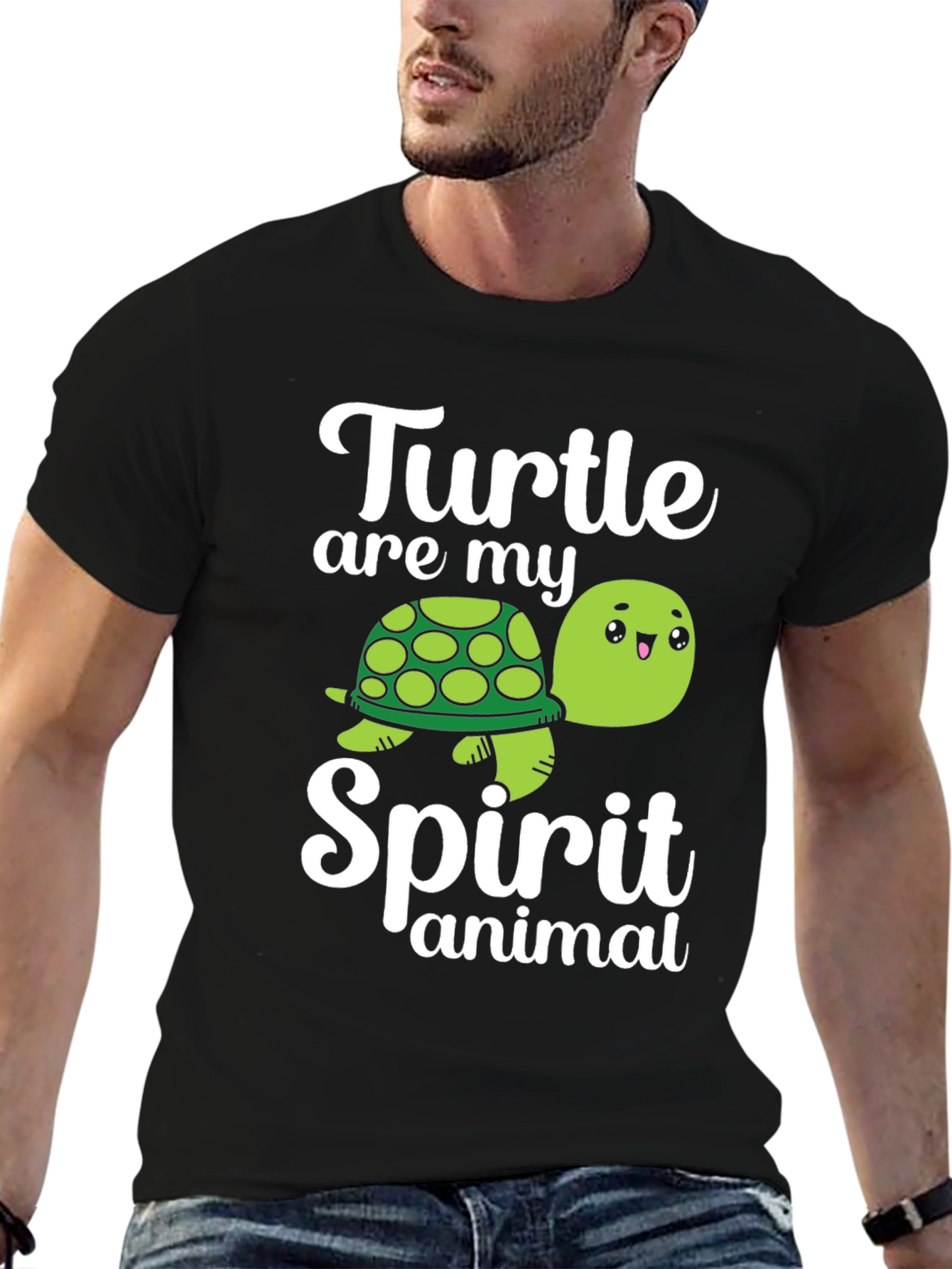 Turtle Spirit Animal Graphic T-Shirt - Black