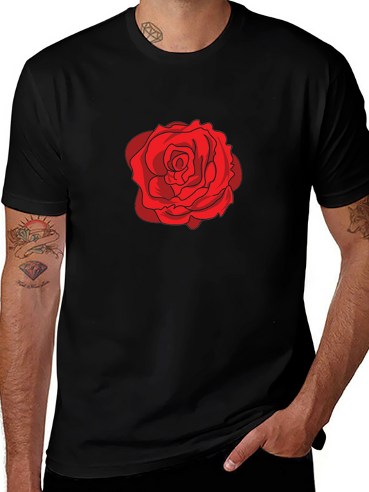 Red Rose Graphic Black T-Shirt