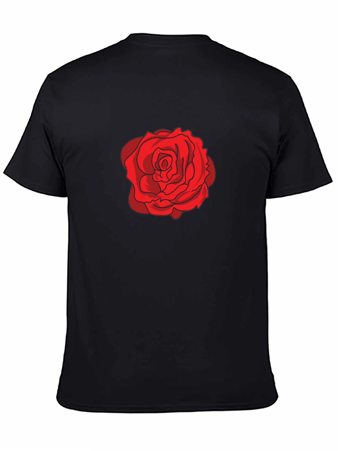 Red Rose Graphic Black T-Shirt