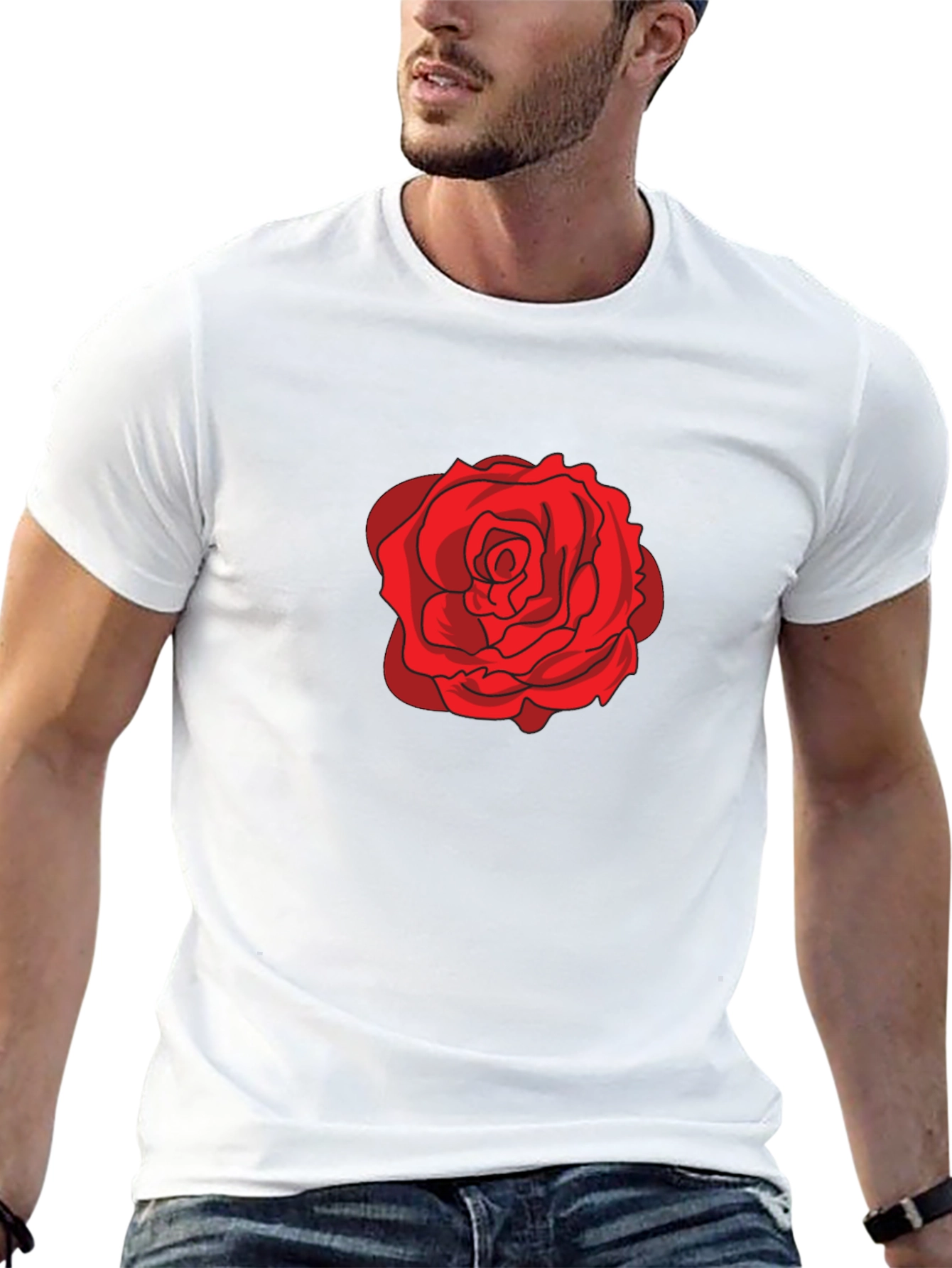 Red Rose Graphic Black T-Shirt