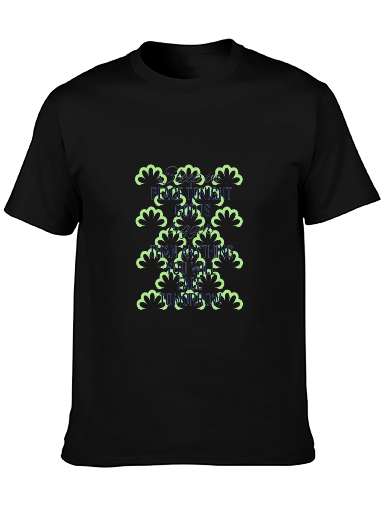 Unique Floral Pattern Black T-Shirt