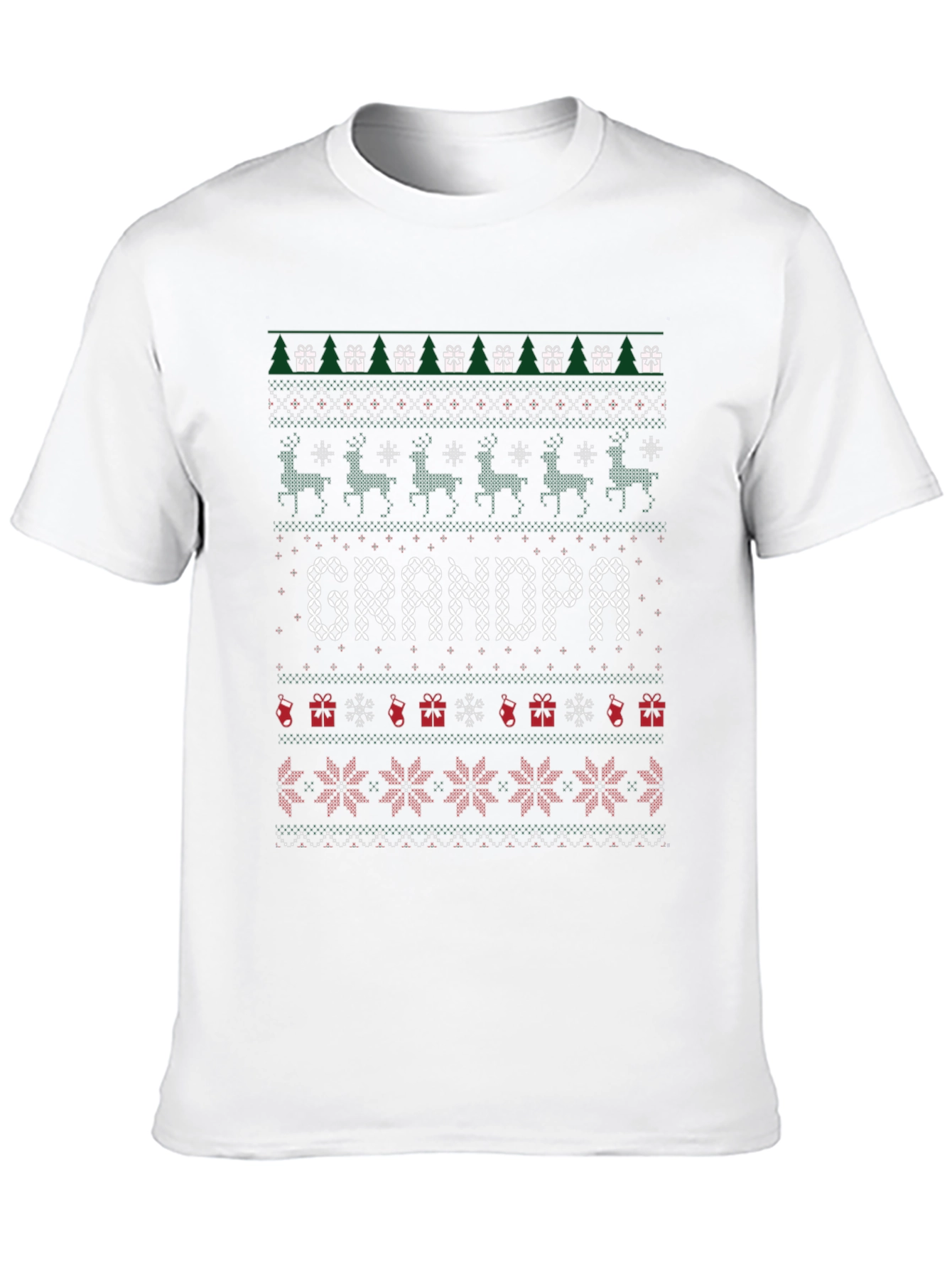 Grandpa Christmas Sweater Style T-Shirt