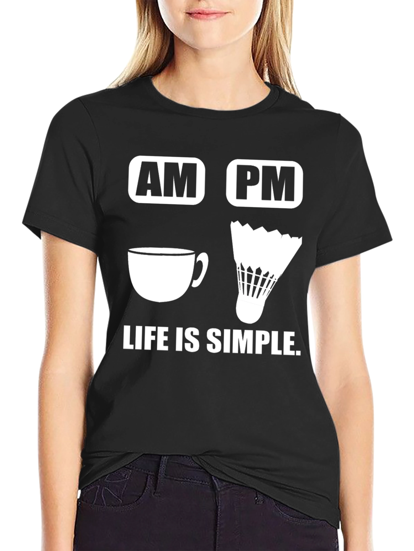 Life is Simple Coffee and Badminton T-Shirt