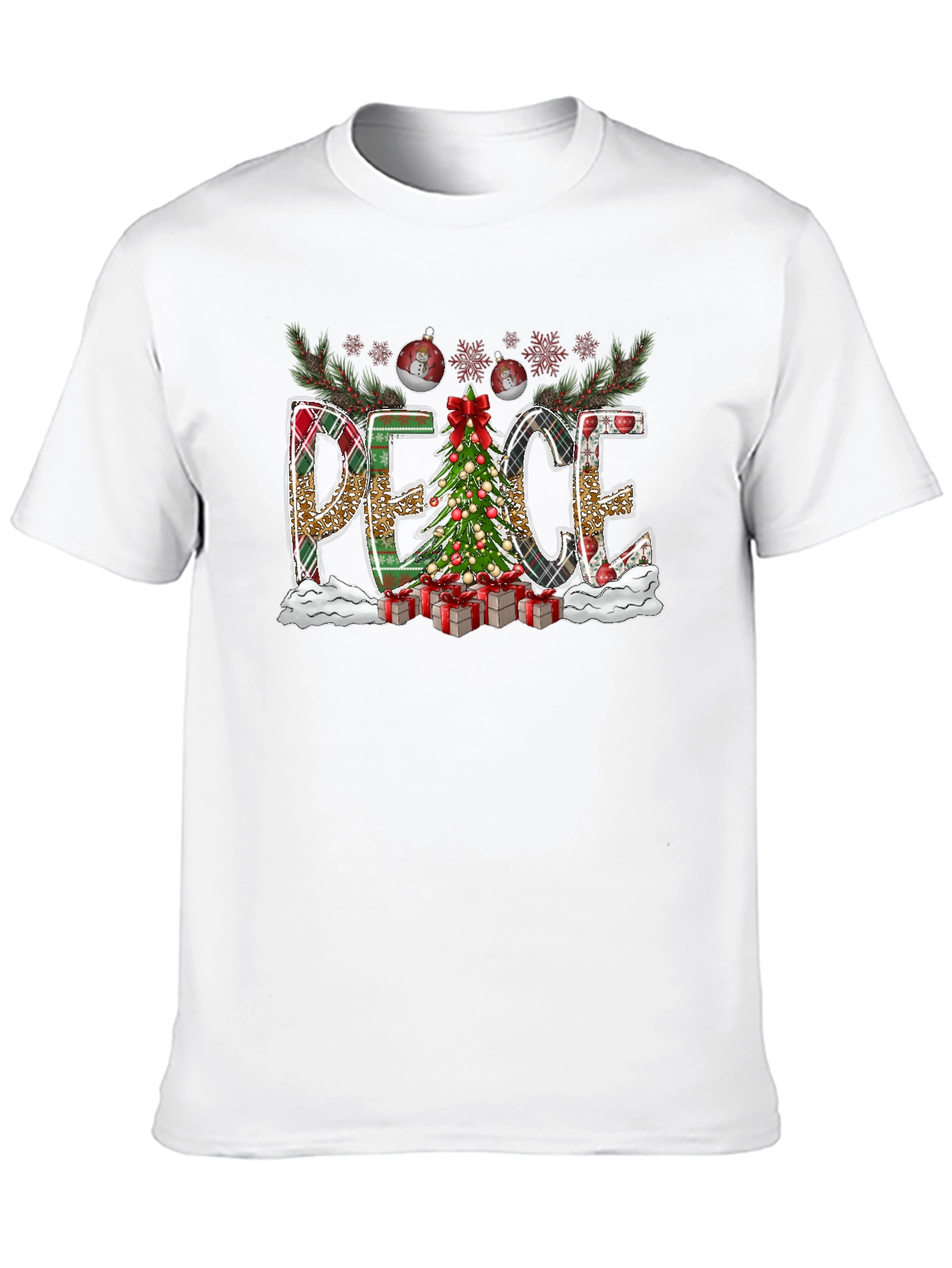 Christmas Peace Graphic Tee Holiday Shirt