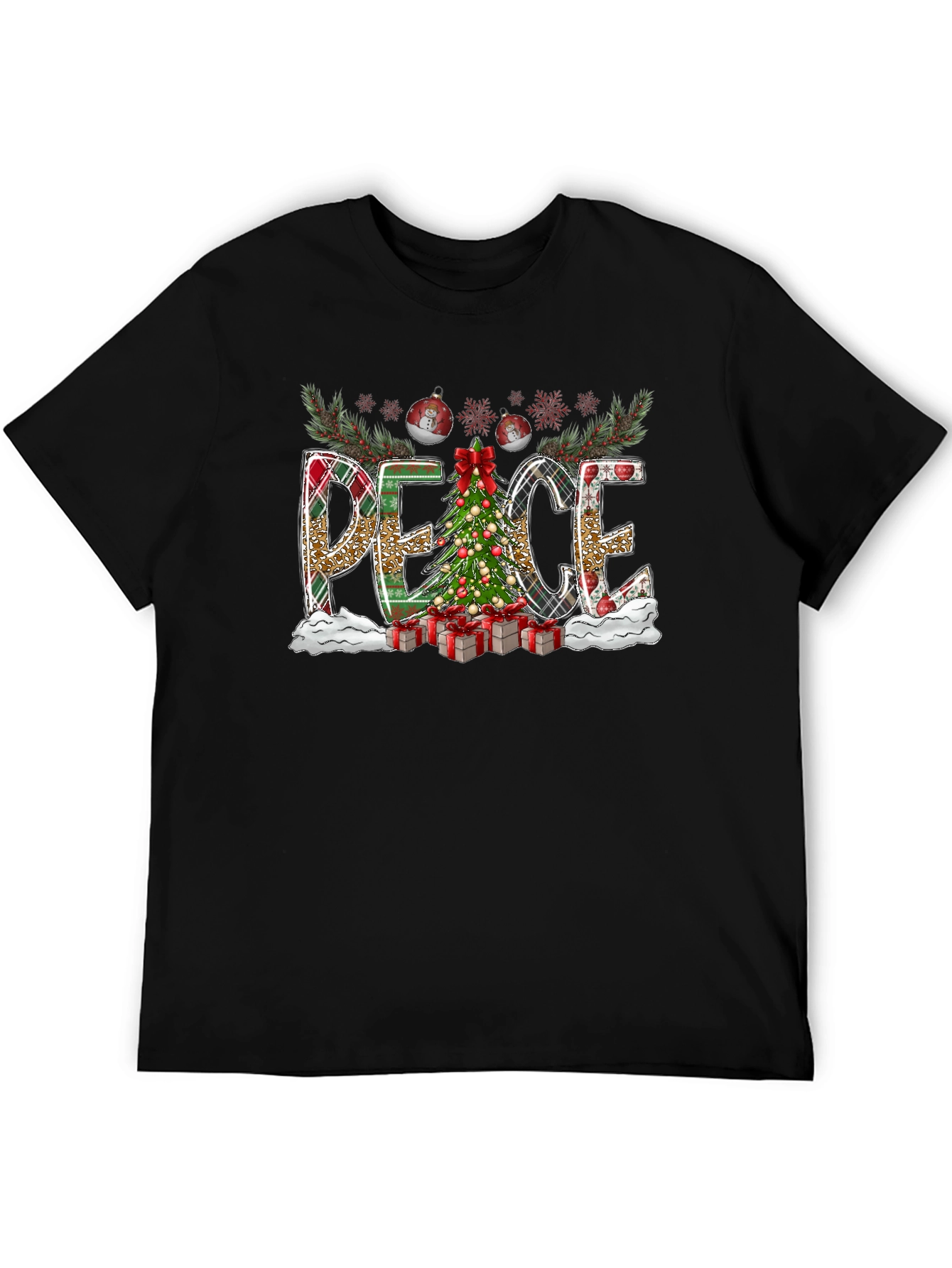 Christmas Peace Graphic Tee Holiday Shirt