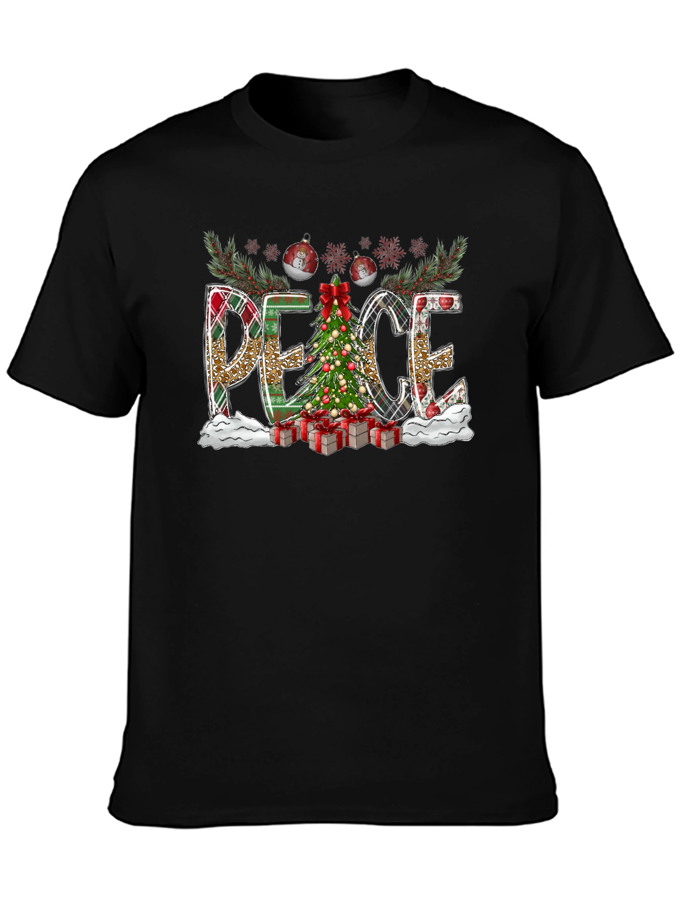 Christmas Peace Graphic Tee Holiday Shirt