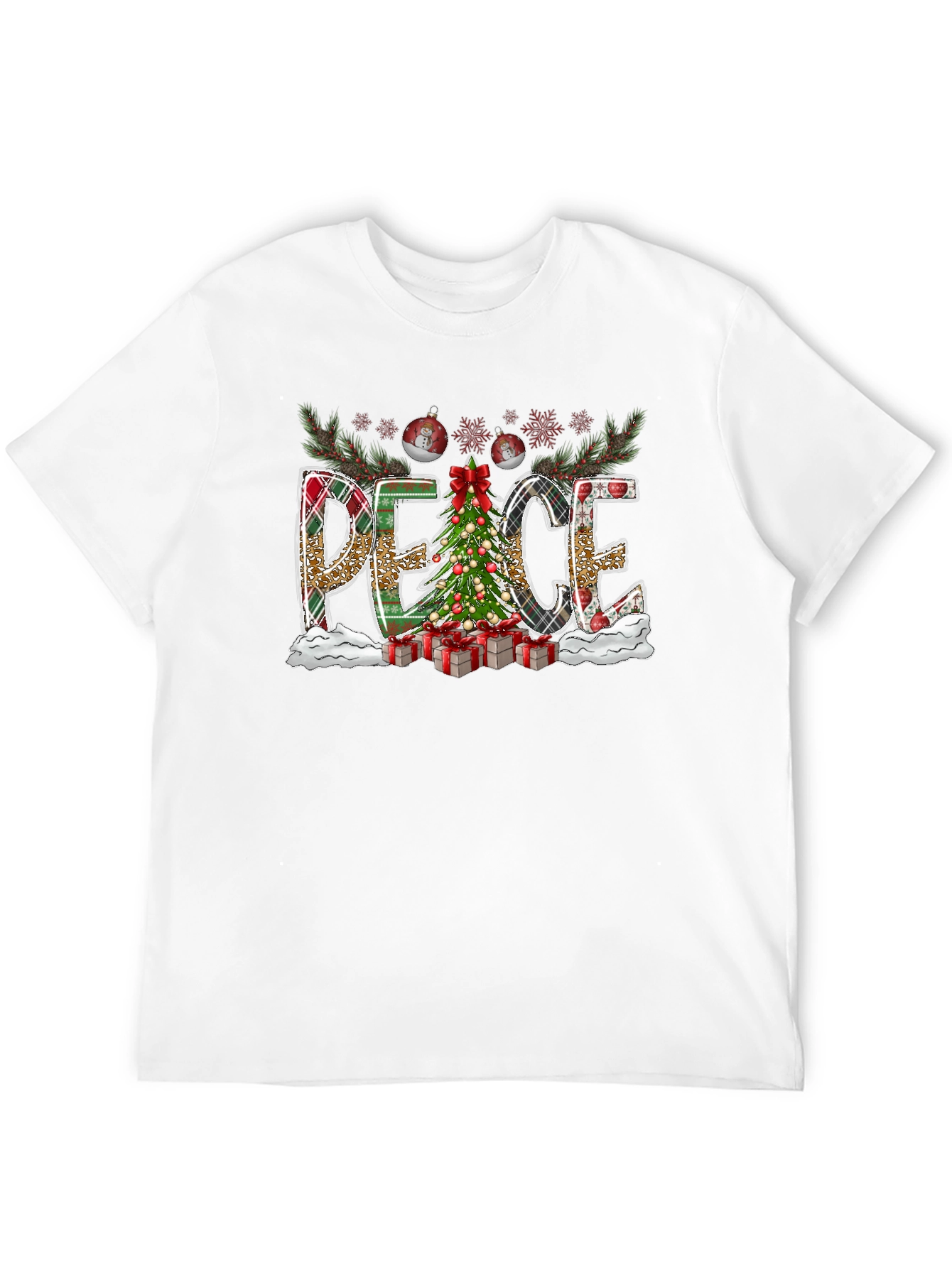 Christmas Peace Graphic Tee Holiday Shirt