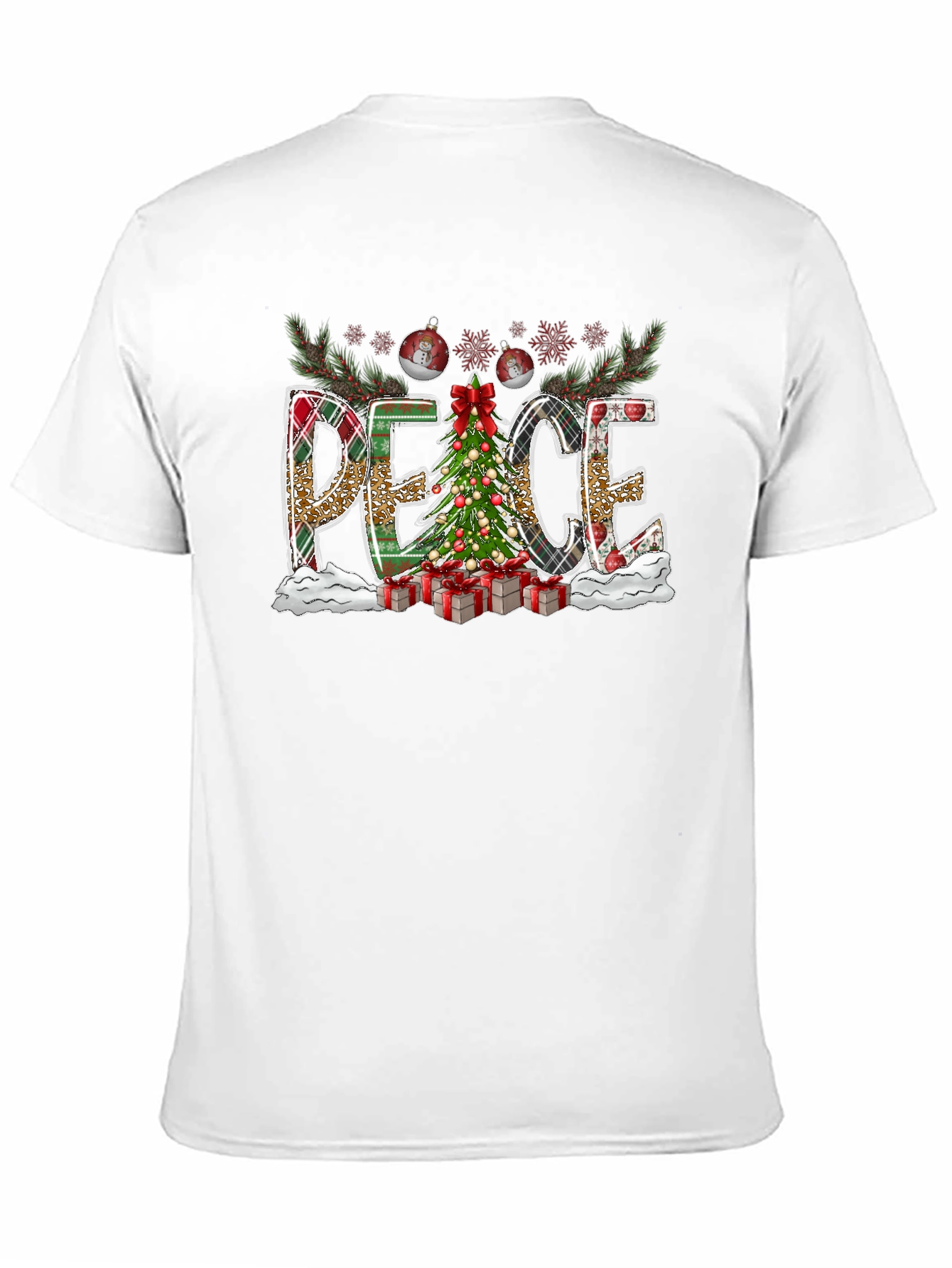 Christmas Peace Graphic Tee Holiday Shirt