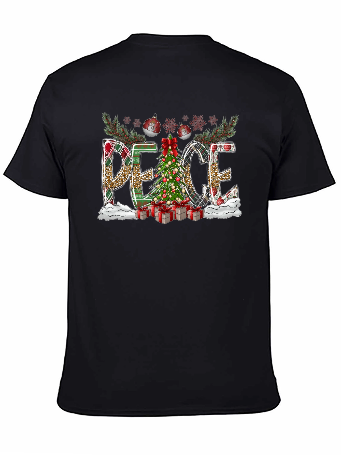 Christmas Peace Graphic Tee Holiday Shirt