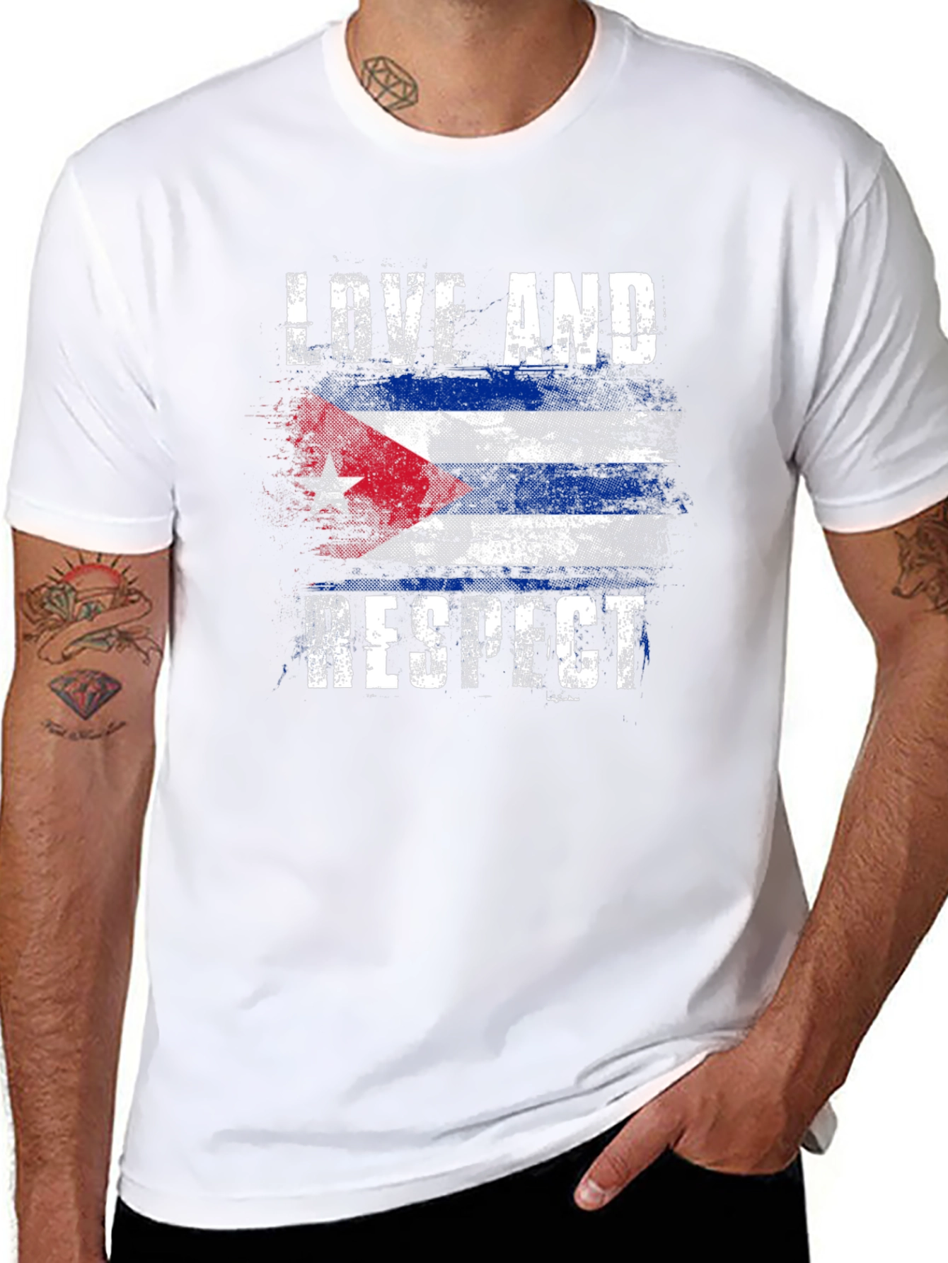 Cuba Flag Love and Respect Graphic T-Shirt