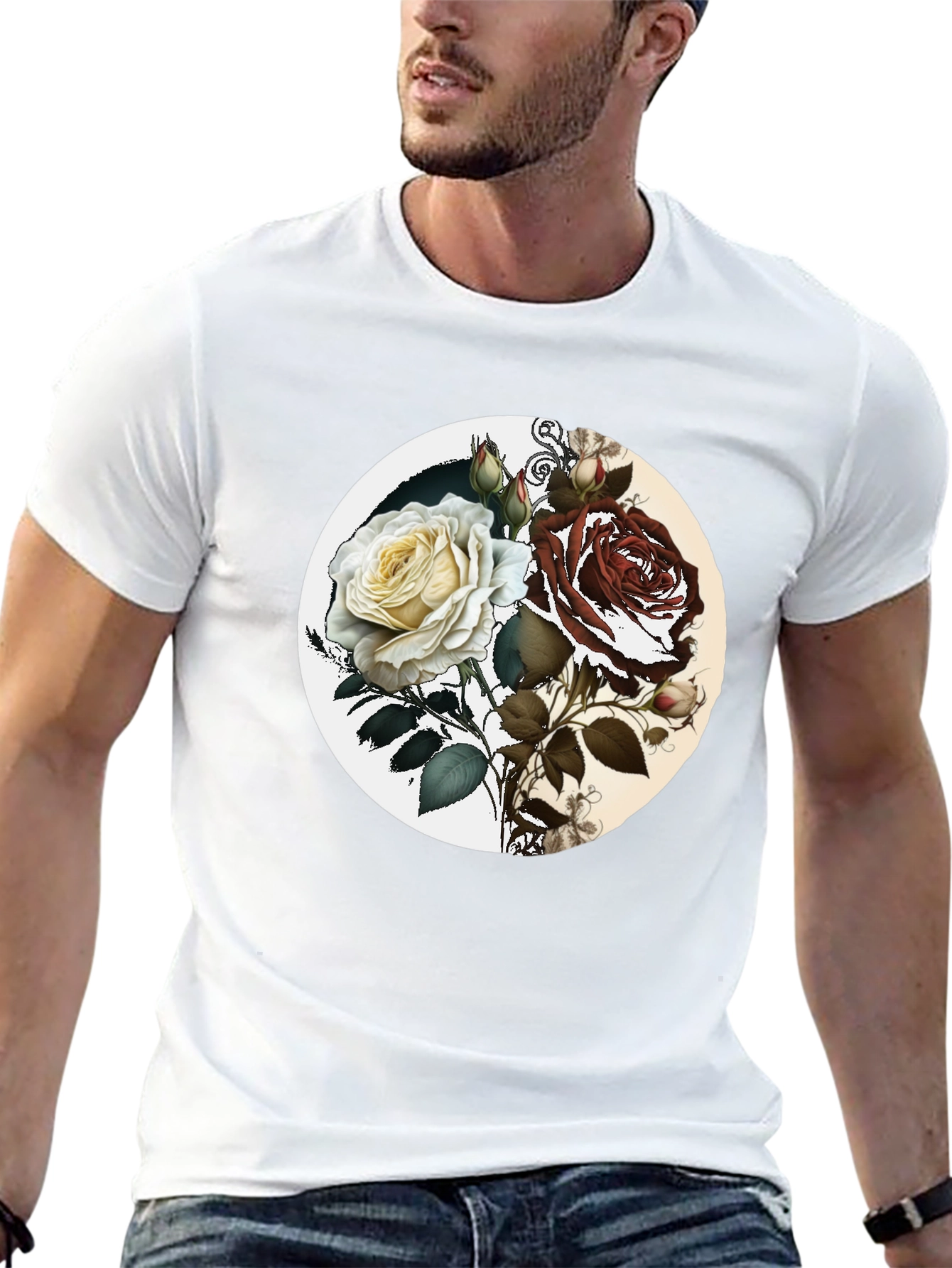 Yin Yang Rose Graphic Tee - Unisex