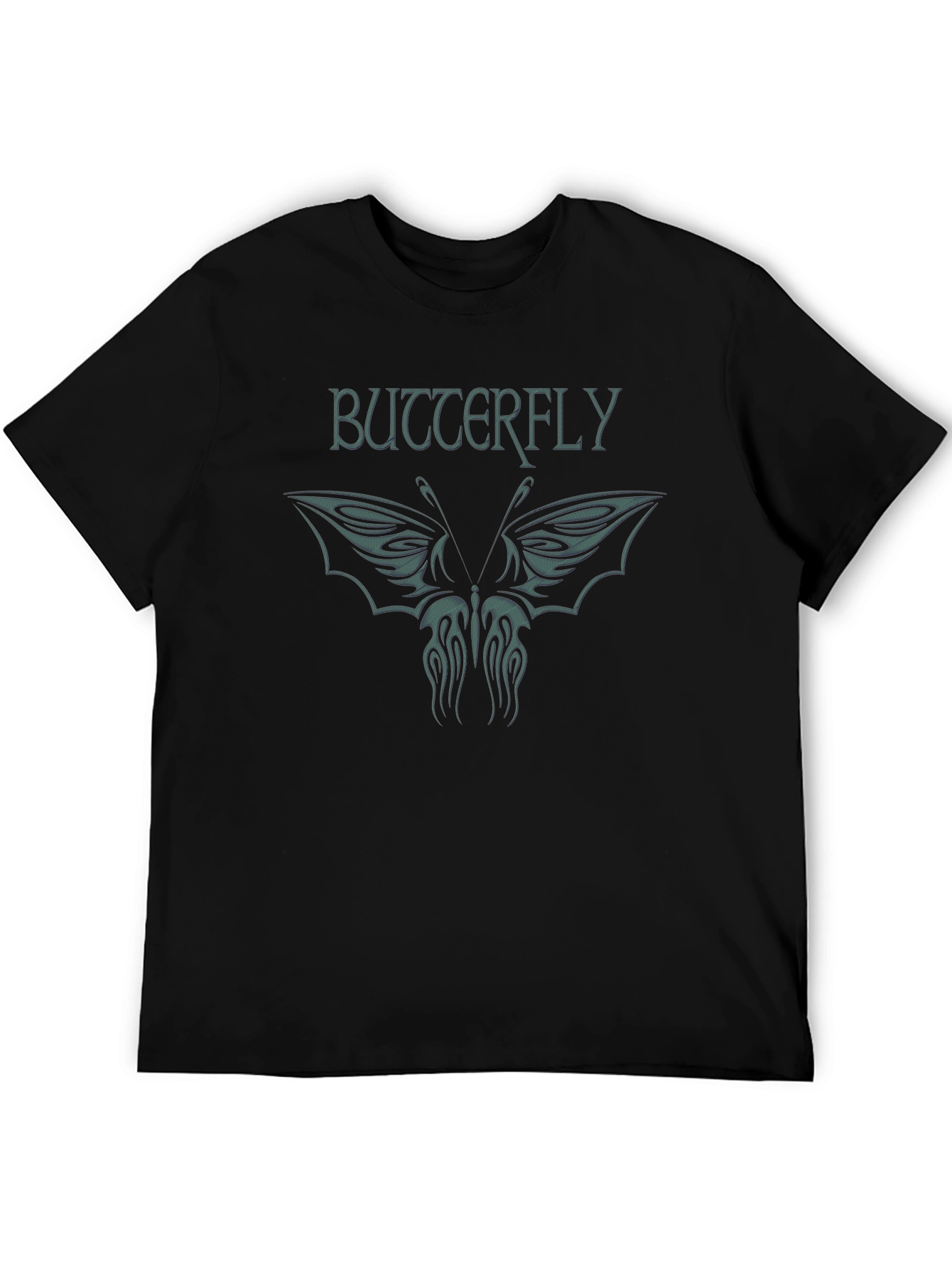 Butterfly Tribal Design Black T-Shirt