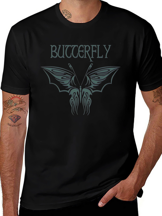 Butterfly Tribal Design Black T-Shirt