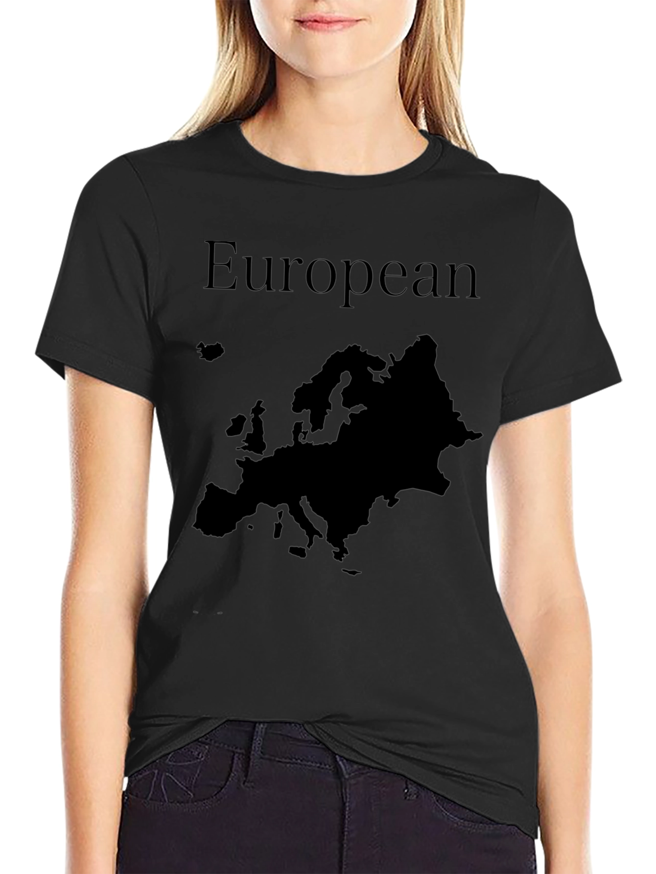 European Map Graphic T-Shirt - Black