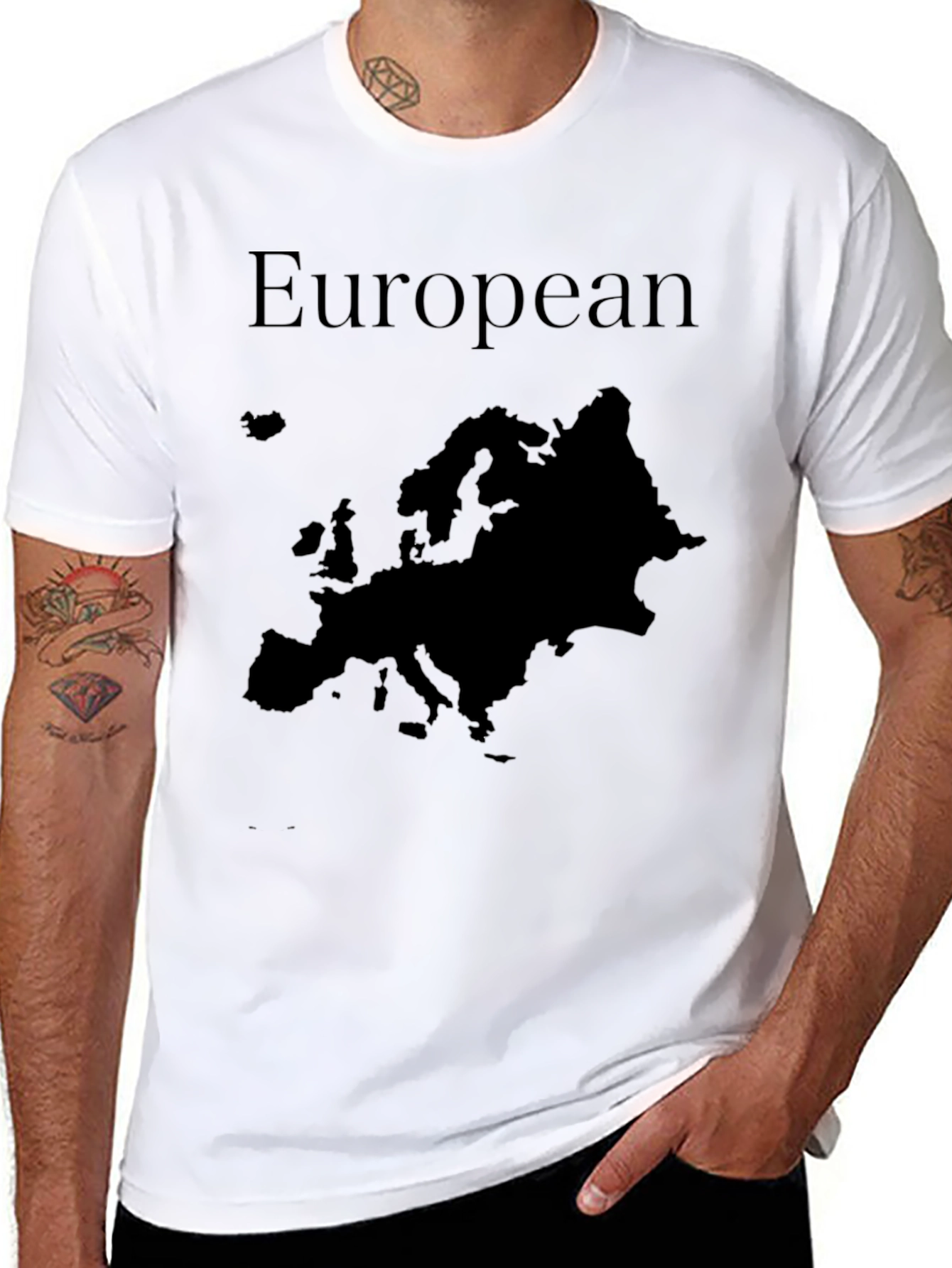 European Map Graphic T-Shirt - Black