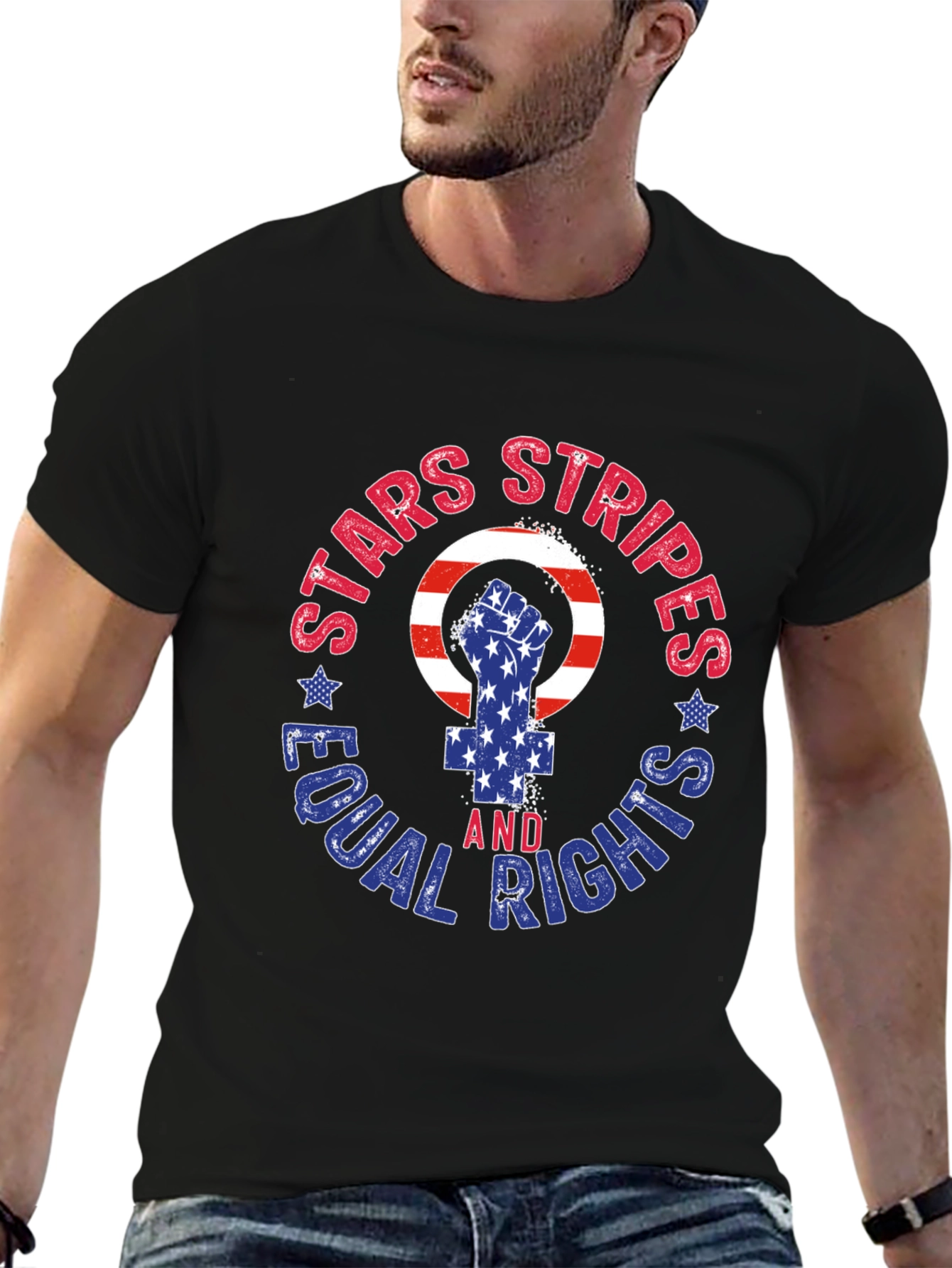 Stars Stripes Equal Rights Graphic T-Shirt